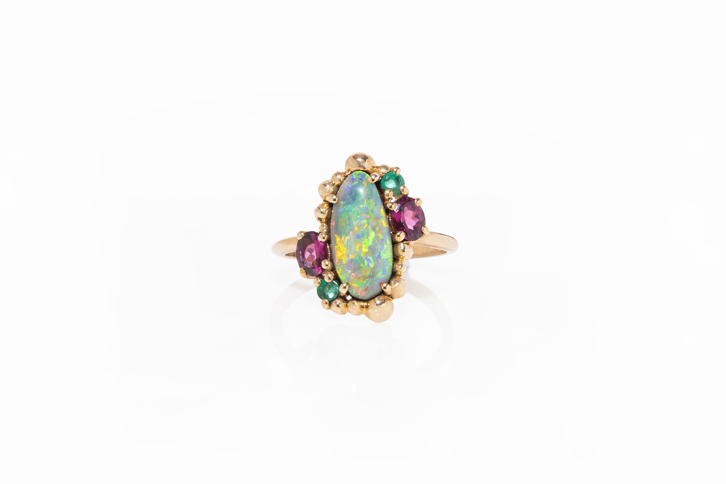Fantasia Lightning Ridge Opal and Gemstone ring