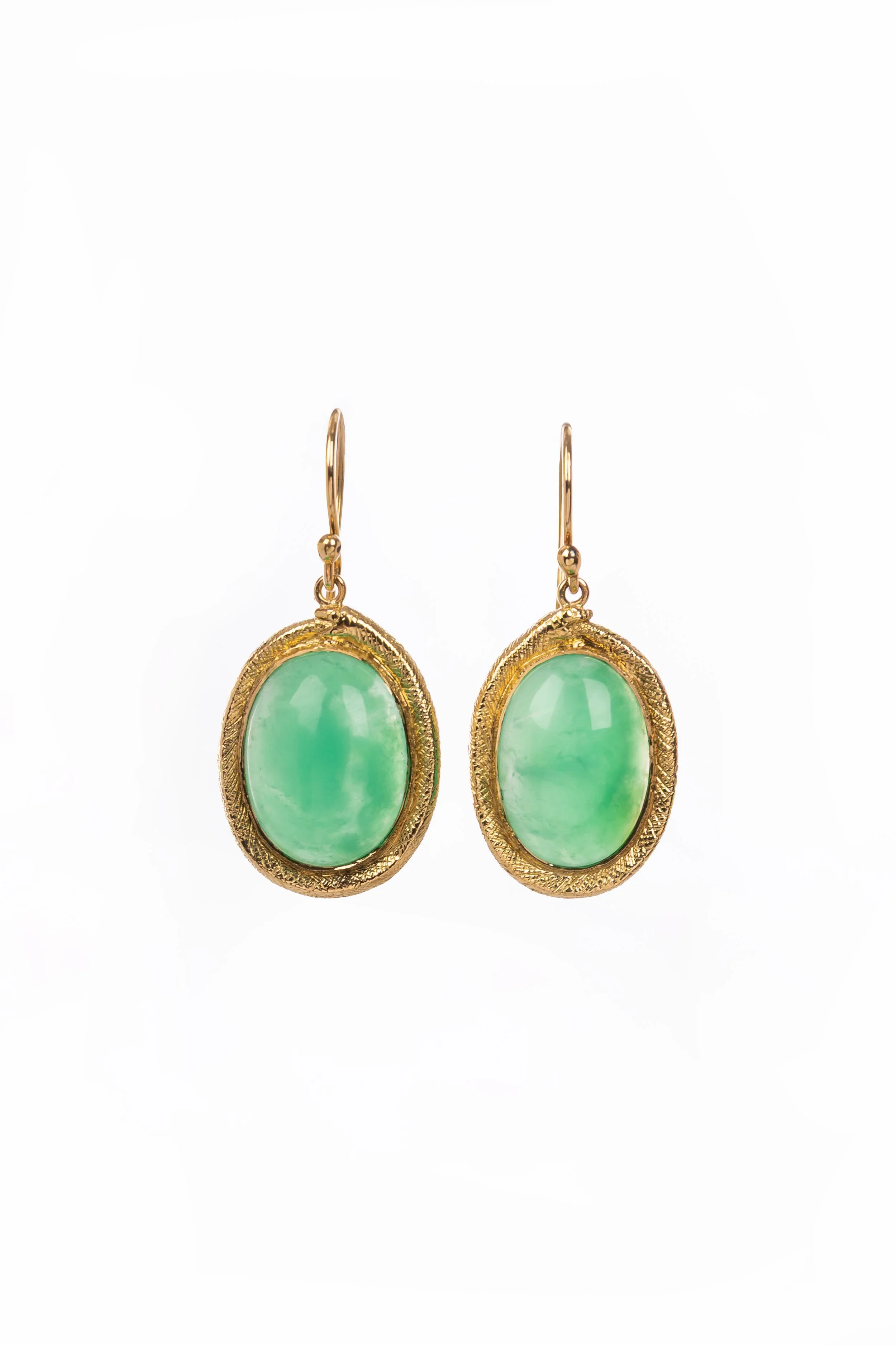 Ouroboros 18ct gold Chrysoprase earrings