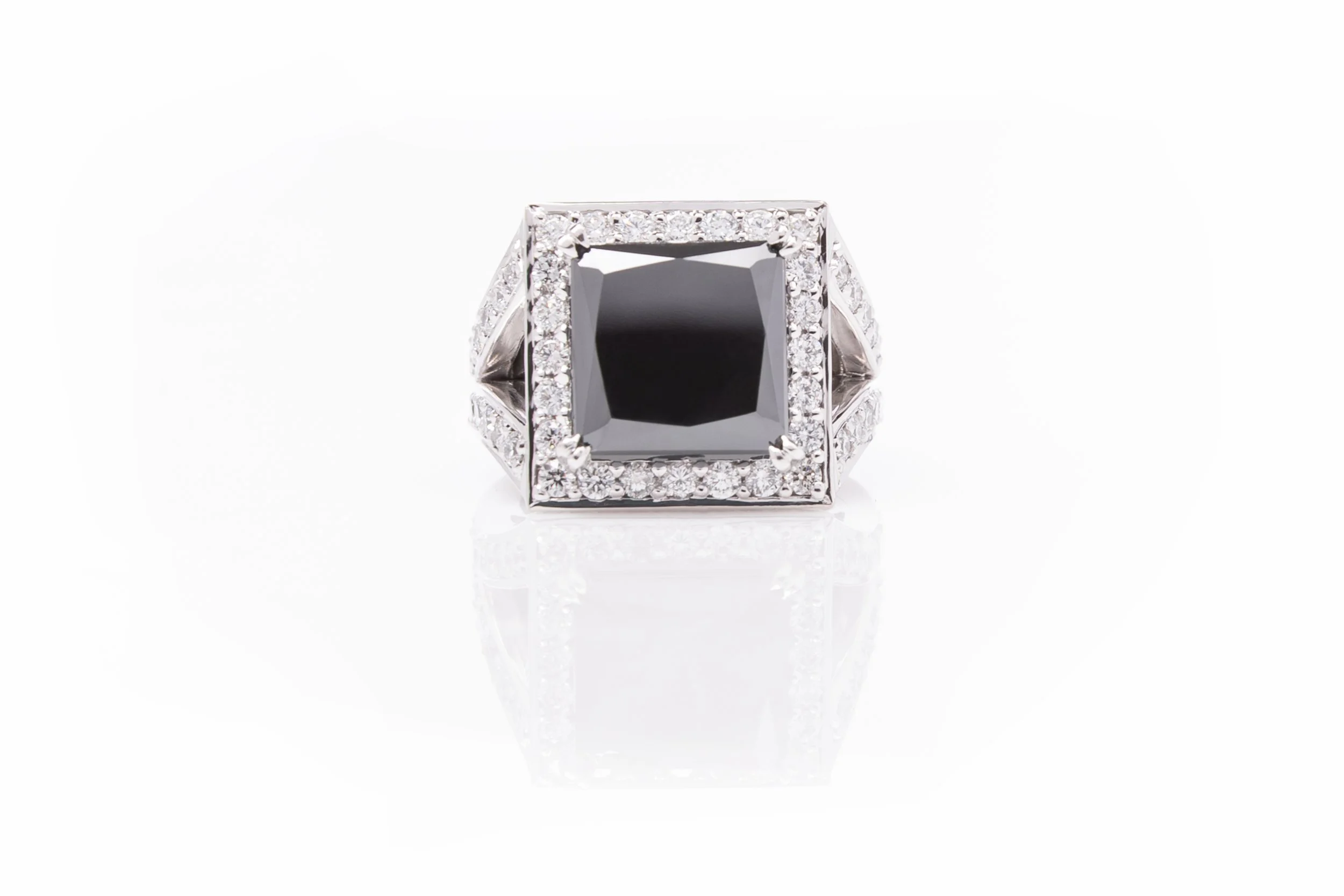 Bauhaus Black Cubist ring