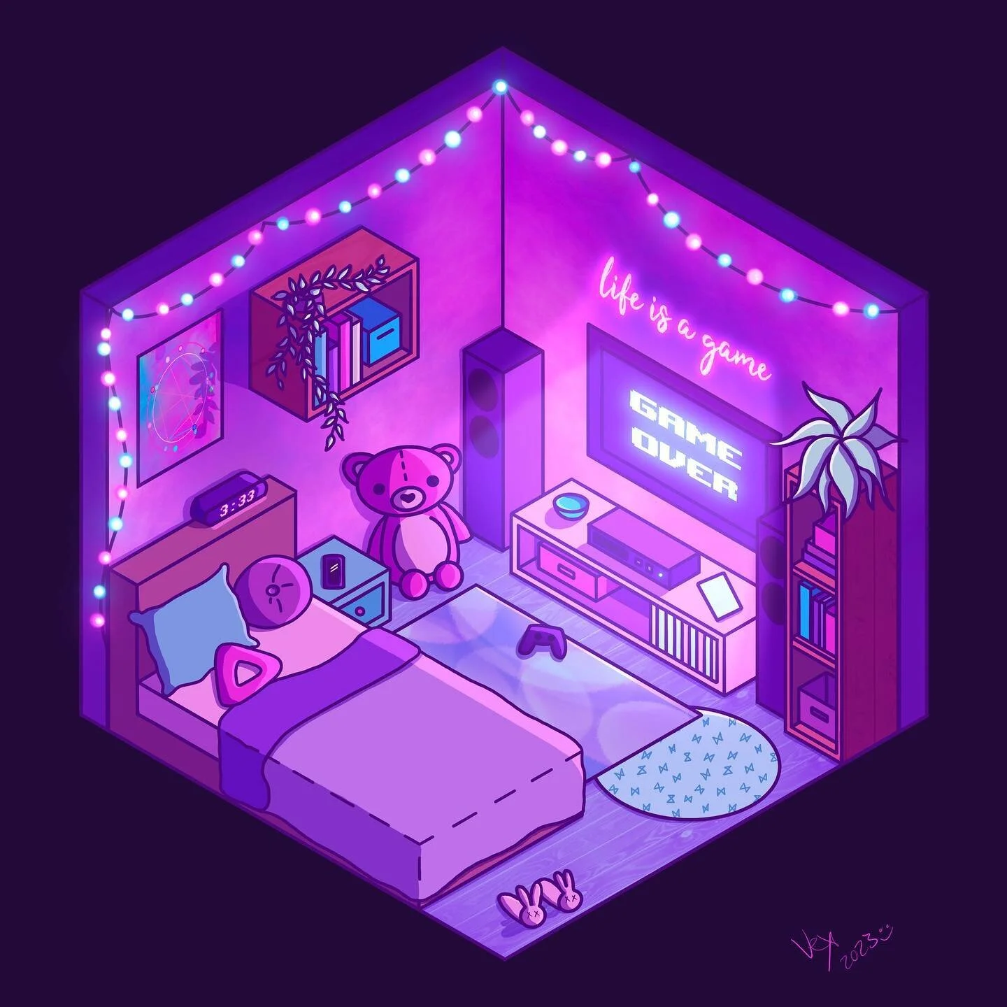I&rsquo;ve been wanting to get back into learning how to use procreate but honestly couldn&rsquo;t get inspired to start. Randomly found @floortjesart on YouTube today and got sucked in by how cute their isometric rooms are so I gave one a try. Swipe