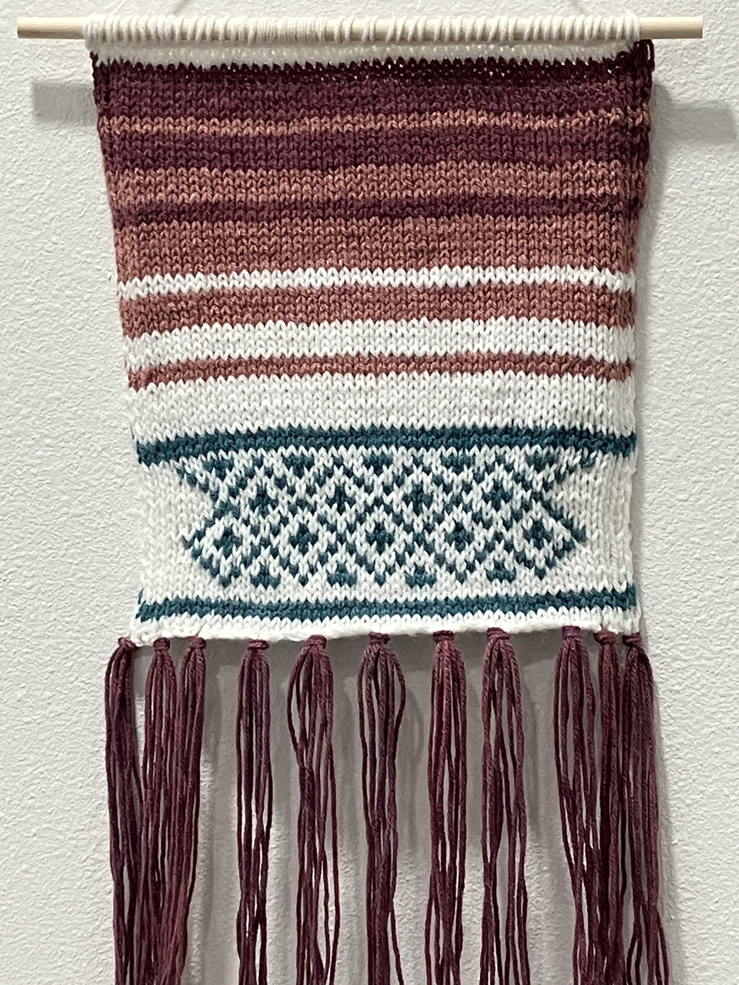 Raspberry. Acrylic yarn. 12in x 18in. 2024.