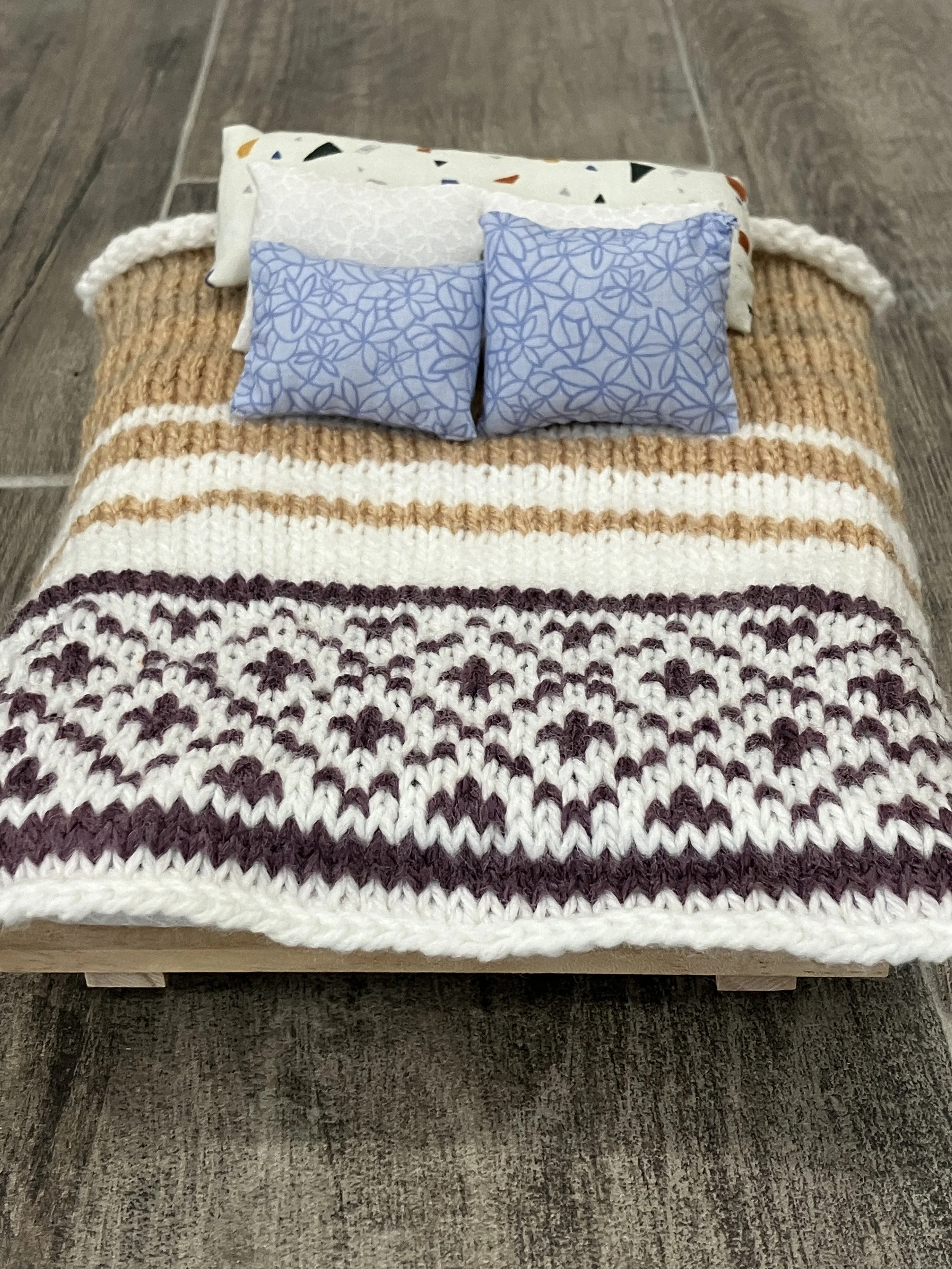 Perchance to Dream. Acrylic yarn, cotton, wood, polyester foam. 9in x 10in. 2024.