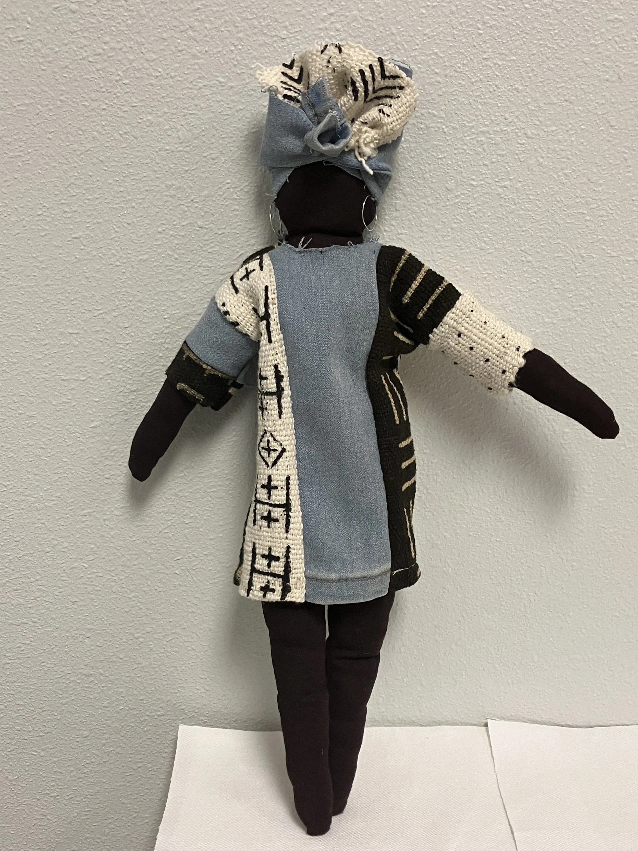 Fatou. Bògòlanfini and denim. 17 in. 2024. 