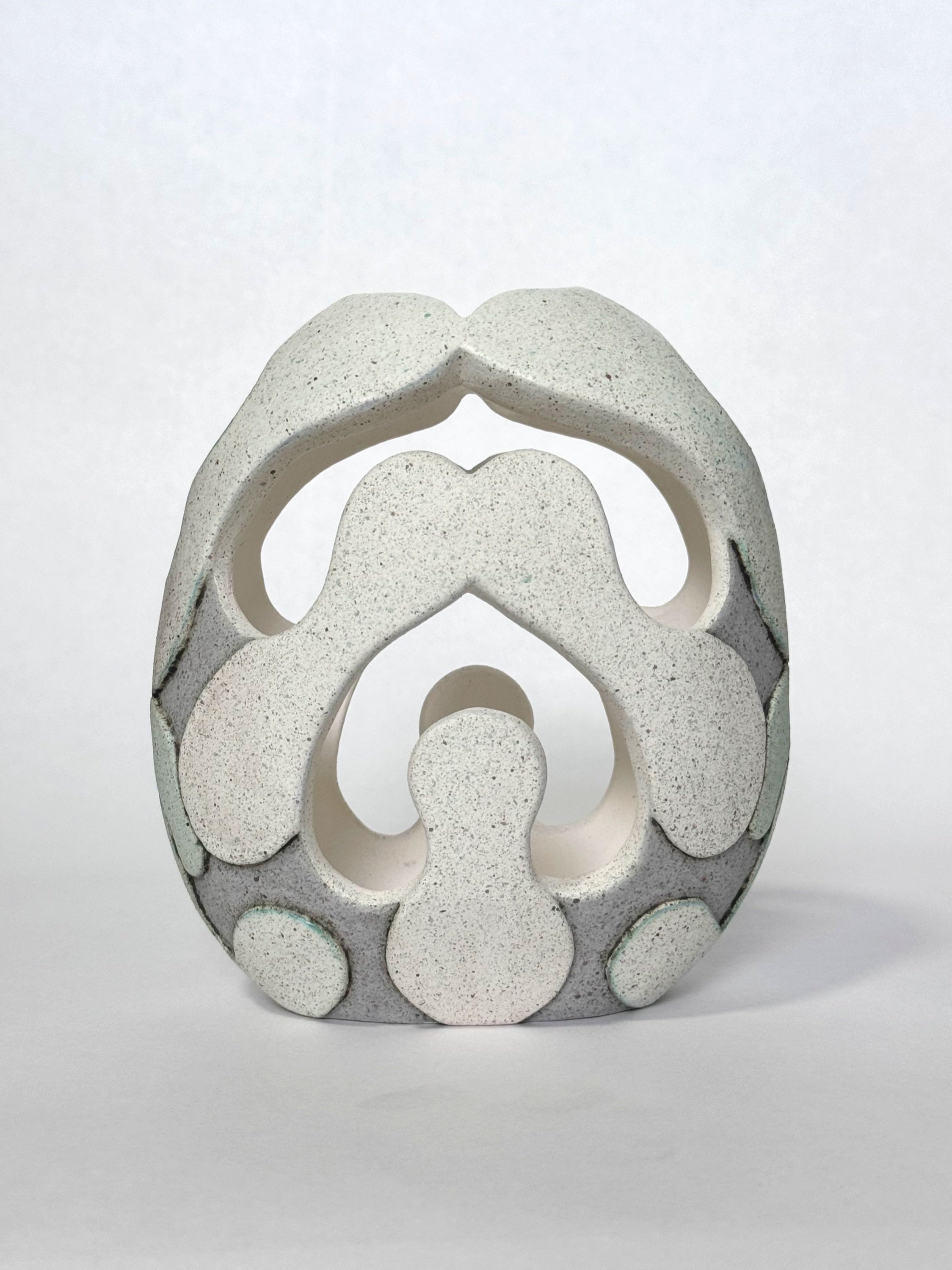 "Reflejo" ("Reflection"). Ceramic, underglazes, oxide and wax finish. 6 1/4" x 5 3/8" x 3 3/4". Private Collection.