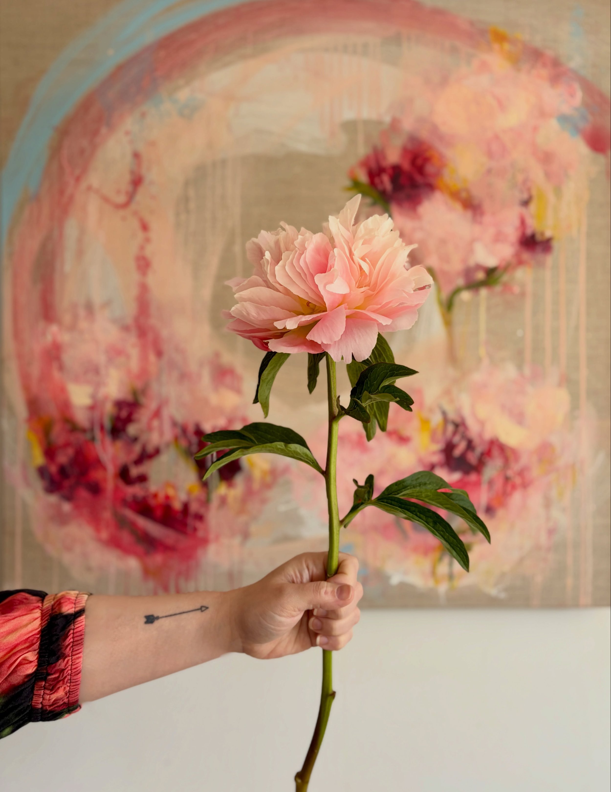 Inspiration? My husband, and my beautiful family, I feel so grateful to have the time and space to paint my emotions and go into a flow state, swimming in memories of our wedding day and every time you bought me flowers x