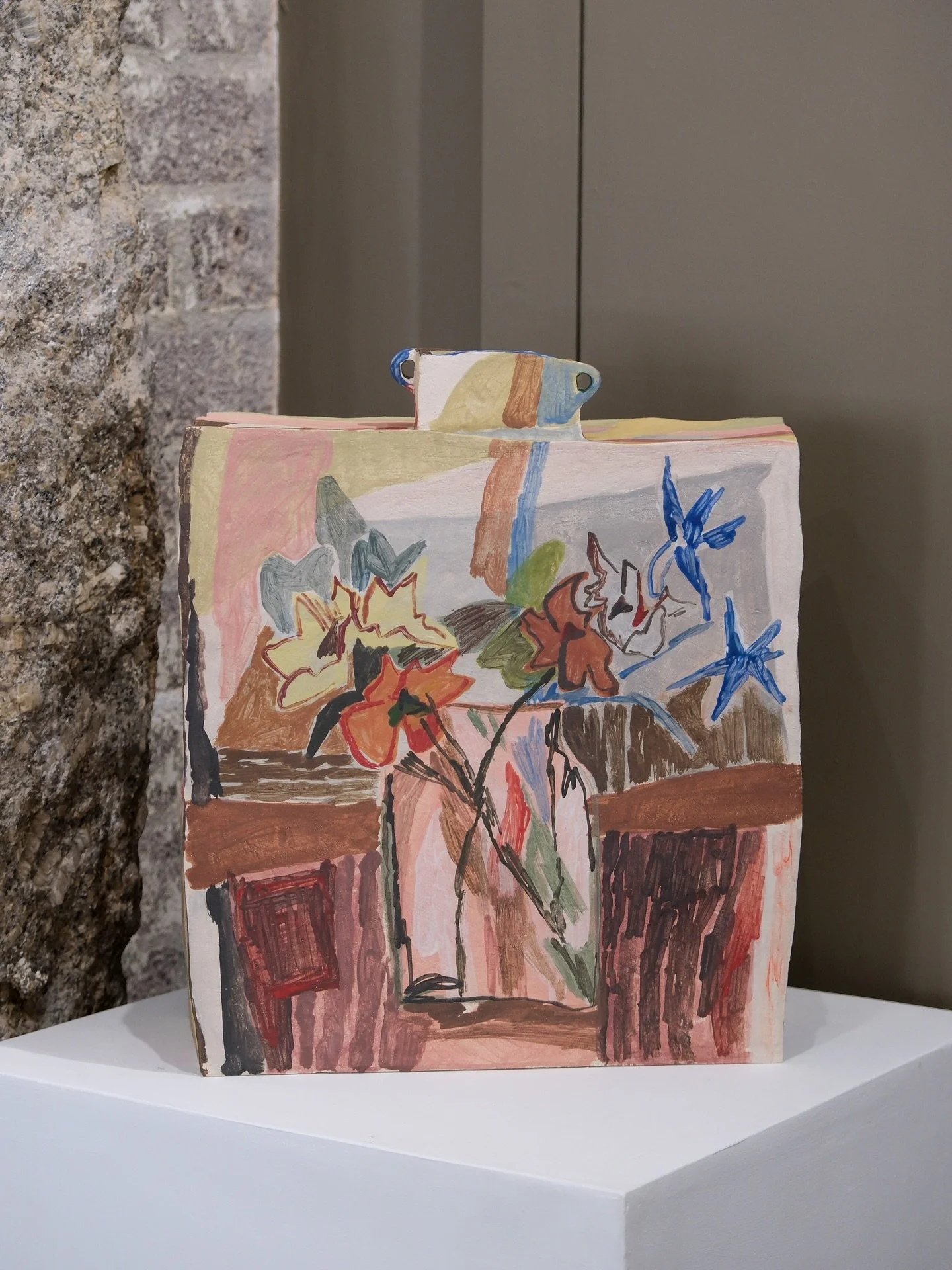 Box Sculpture No. 3
Katie Moore
2025

Painted grogged stoneware
37 x 33 cm

Katie Moore&rsquo;s sculptural ceramic practice centres on hand-built forms, constructed using grogged stoneware to create structure and surface texture. Each piece is painte