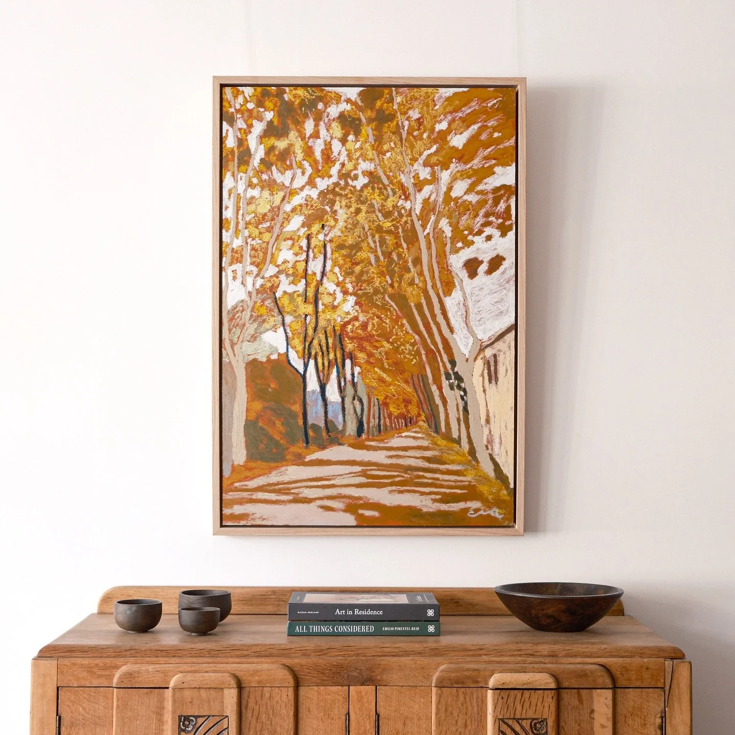 This beautiful painting by Eva Ray, depicting a plane tree-lined drive in Provence, is currently available.

The dappled light is captured in her highly polished and instantly recognisable style. I have long admired Laura&rsquo;s work, and this piece
