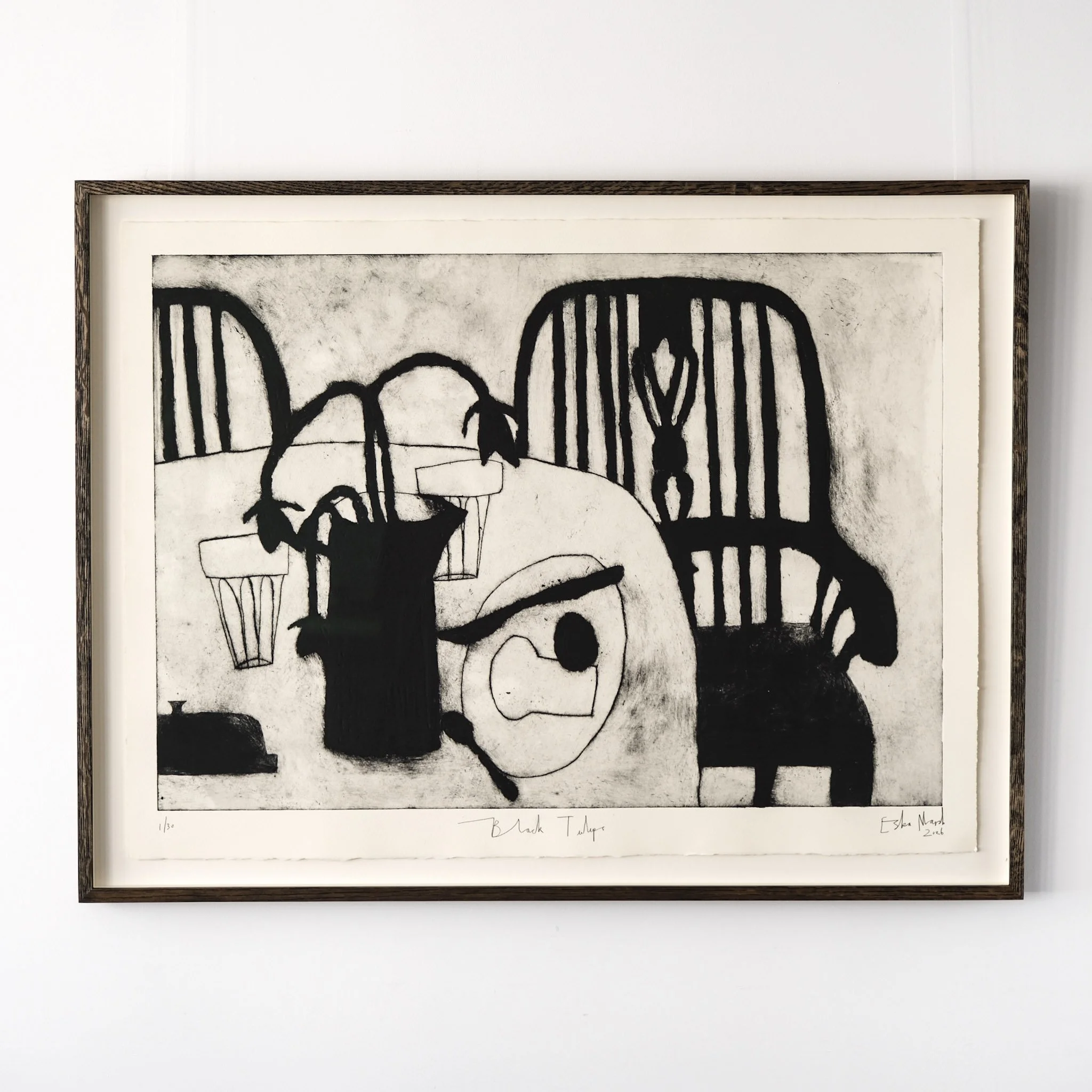 ESKA MARSH - BLACK TULIPS - FRAMED