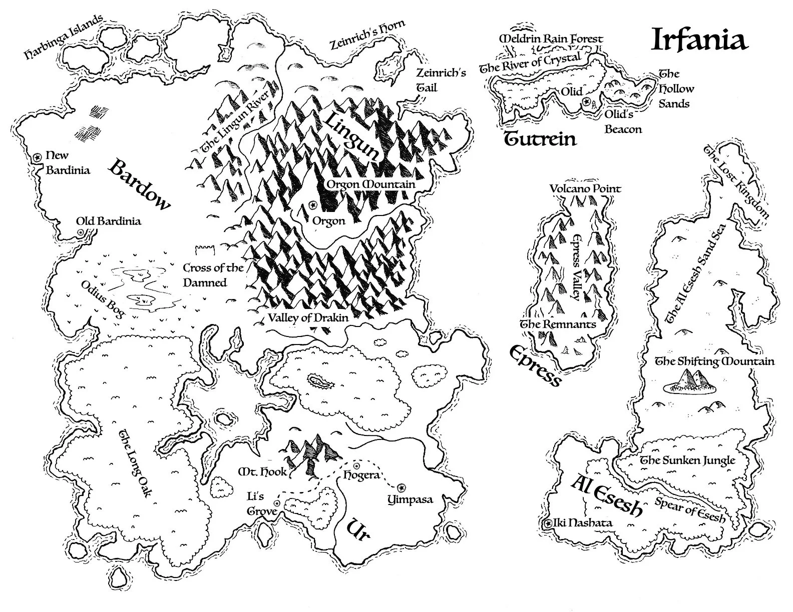 Irfania Map for Patrick. Names and geological layout was supplied by Patrick.