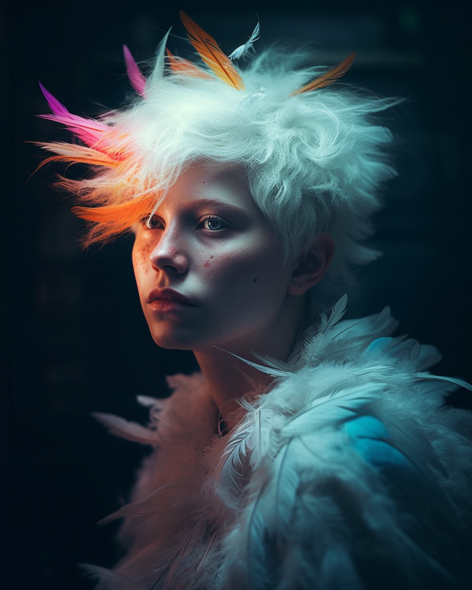 matzematic_albino_woman_with_neon_feathers_e55c428d-97ca-4ae9-ada3-9521447ab3b5.png