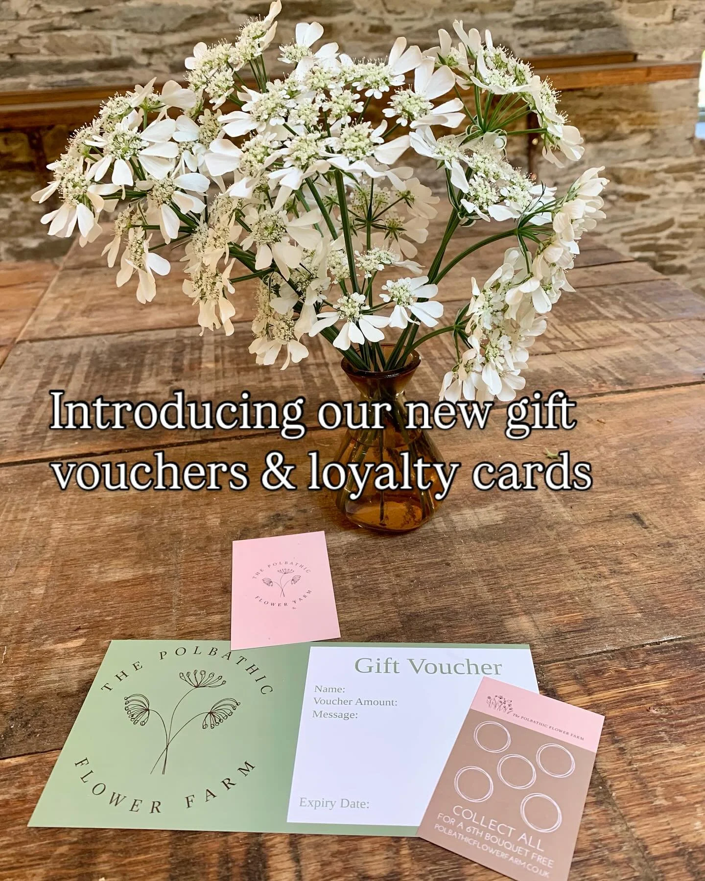 Introducing our new gift vouchers &amp; loyalty cards.  Gift vouchers can be used for flowers or workshops.  The perfect present for a special occasion or just because.