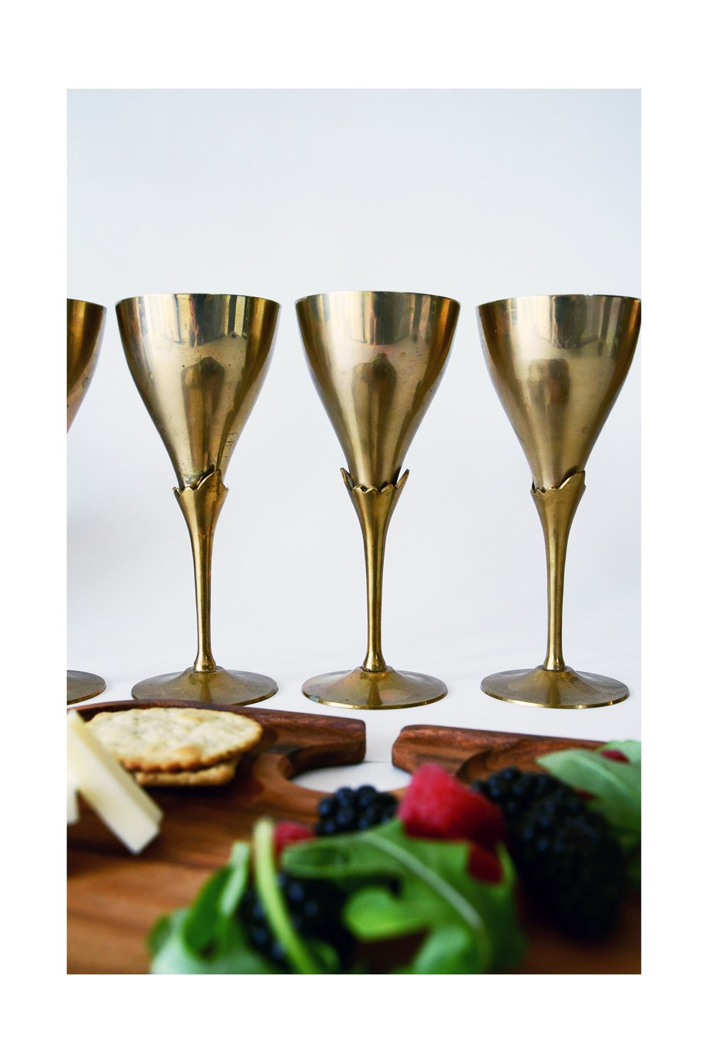 Vintage Brass wine goblets — Sofia Design Studio