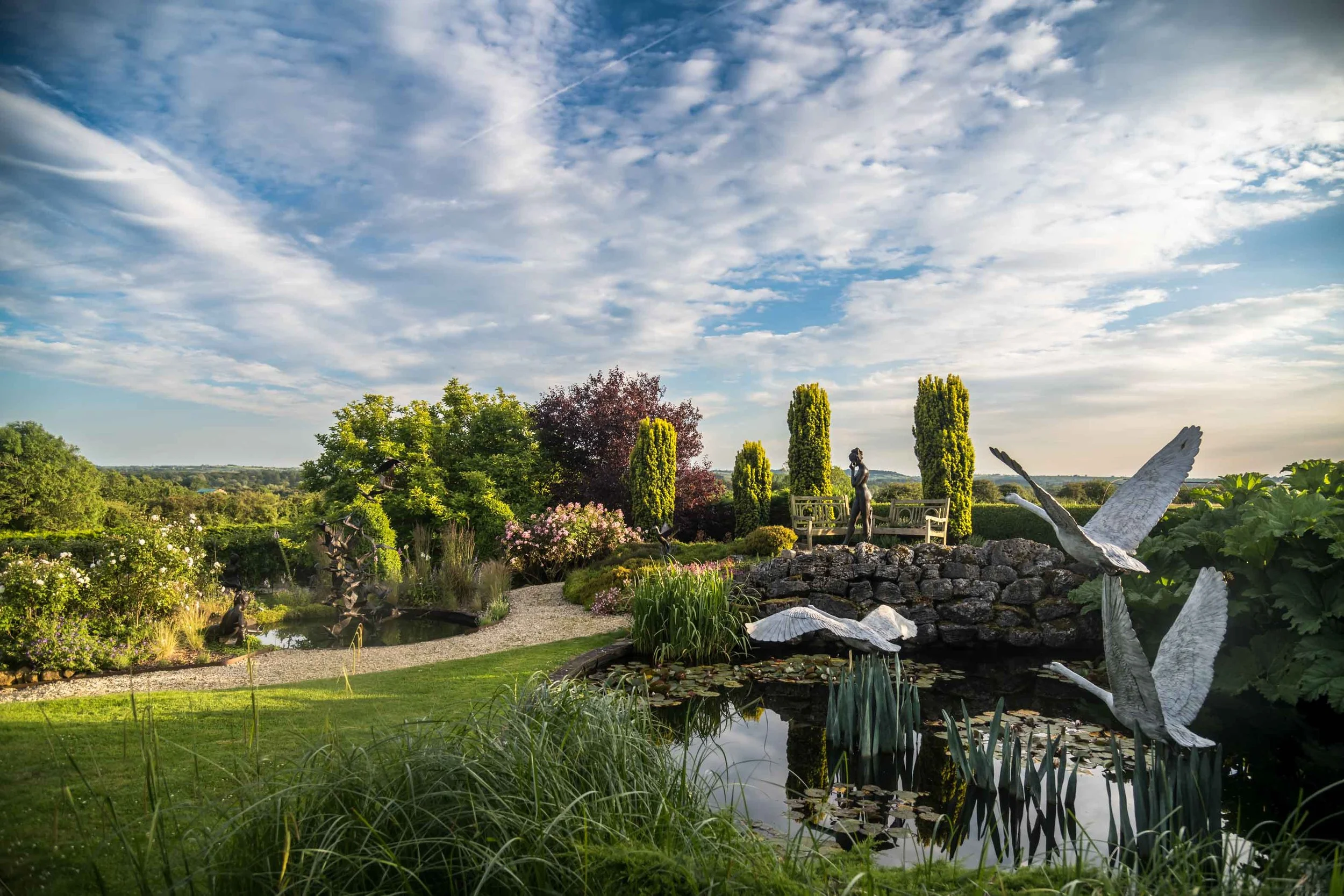 Three Swans in Flight Sculpture by Lloyd Le Blanc