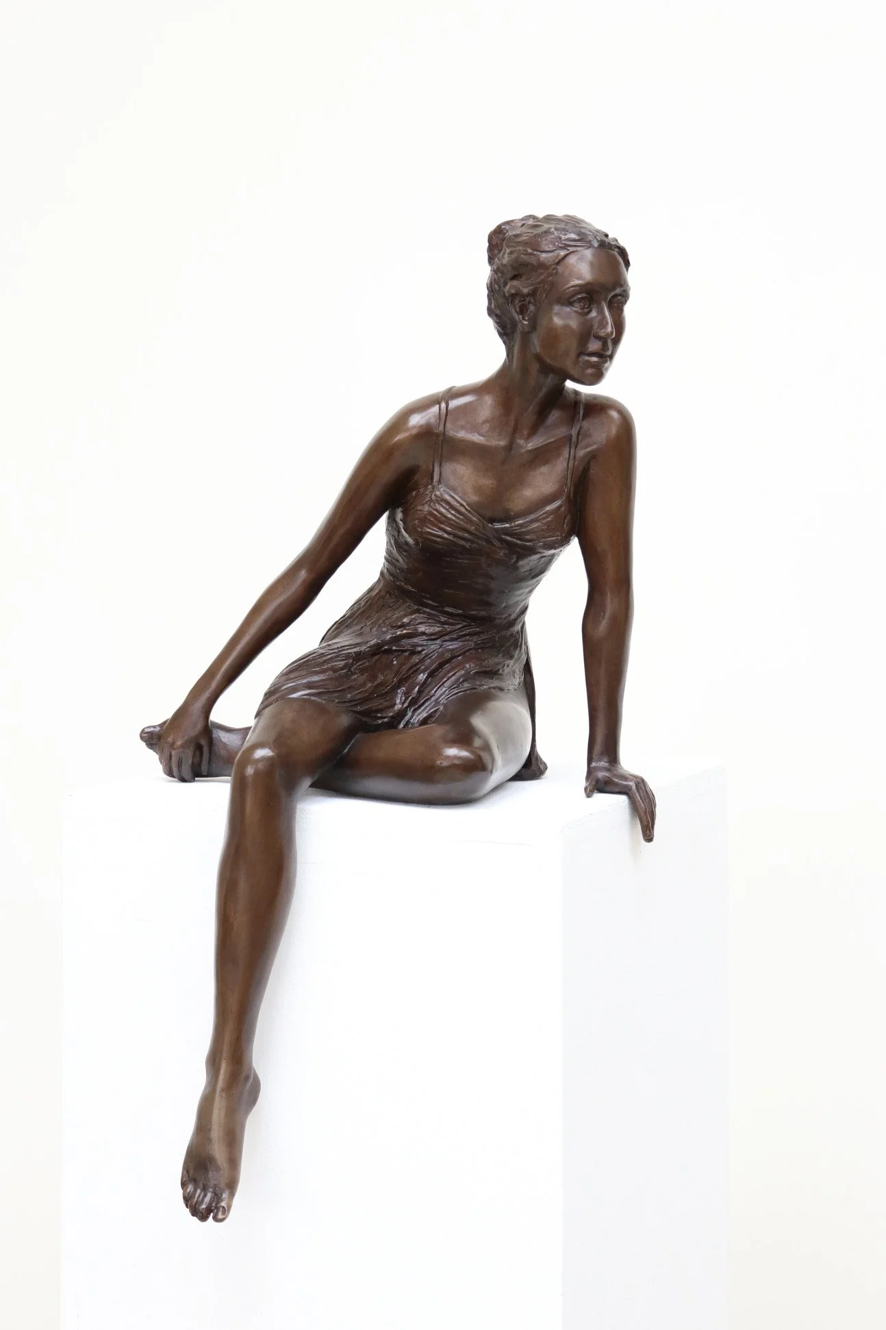 Dancer in Repose Study small bronze sculpture of dancer in repose female figure
