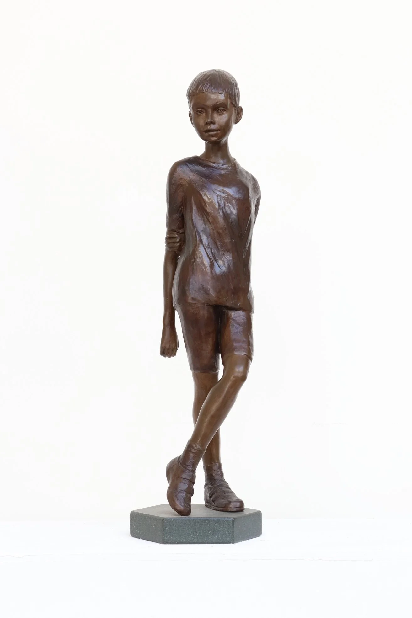 Standing Boy Study small bronze sculpture boy figure stood in relaxed position