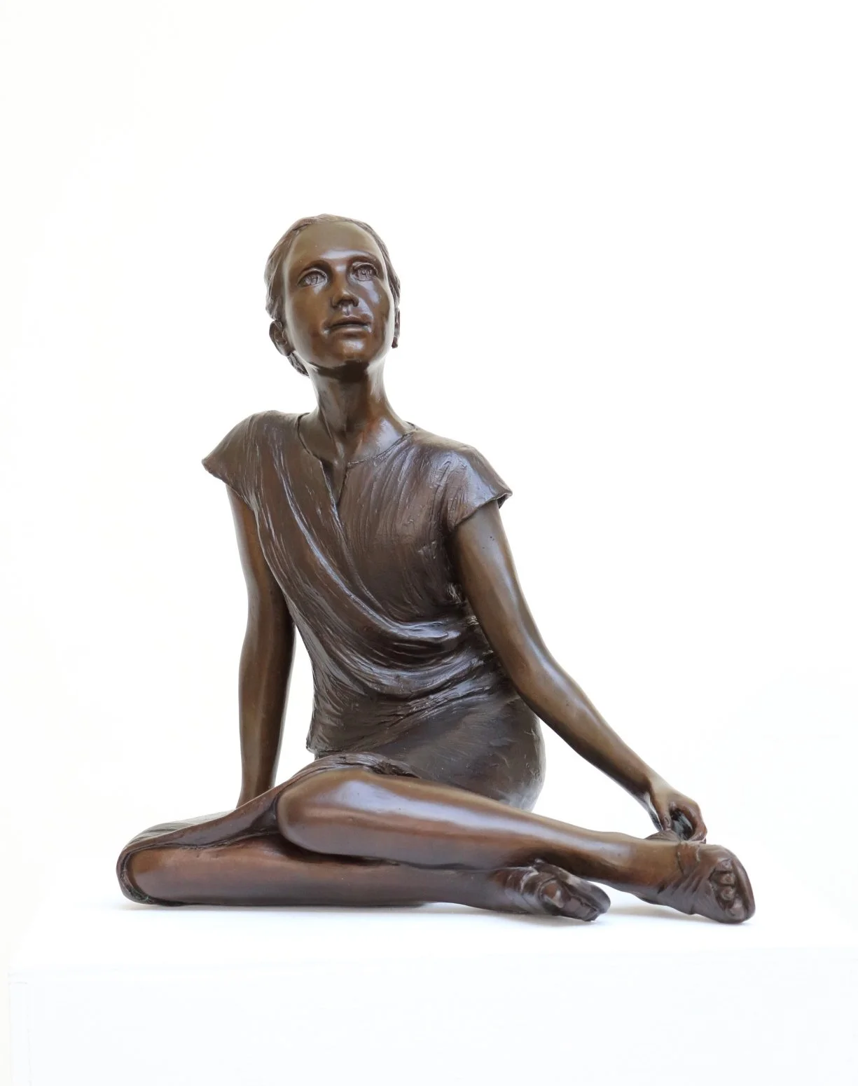 Tuesdays Child Study small bronze sculpture young female figure sitting legs to side front view