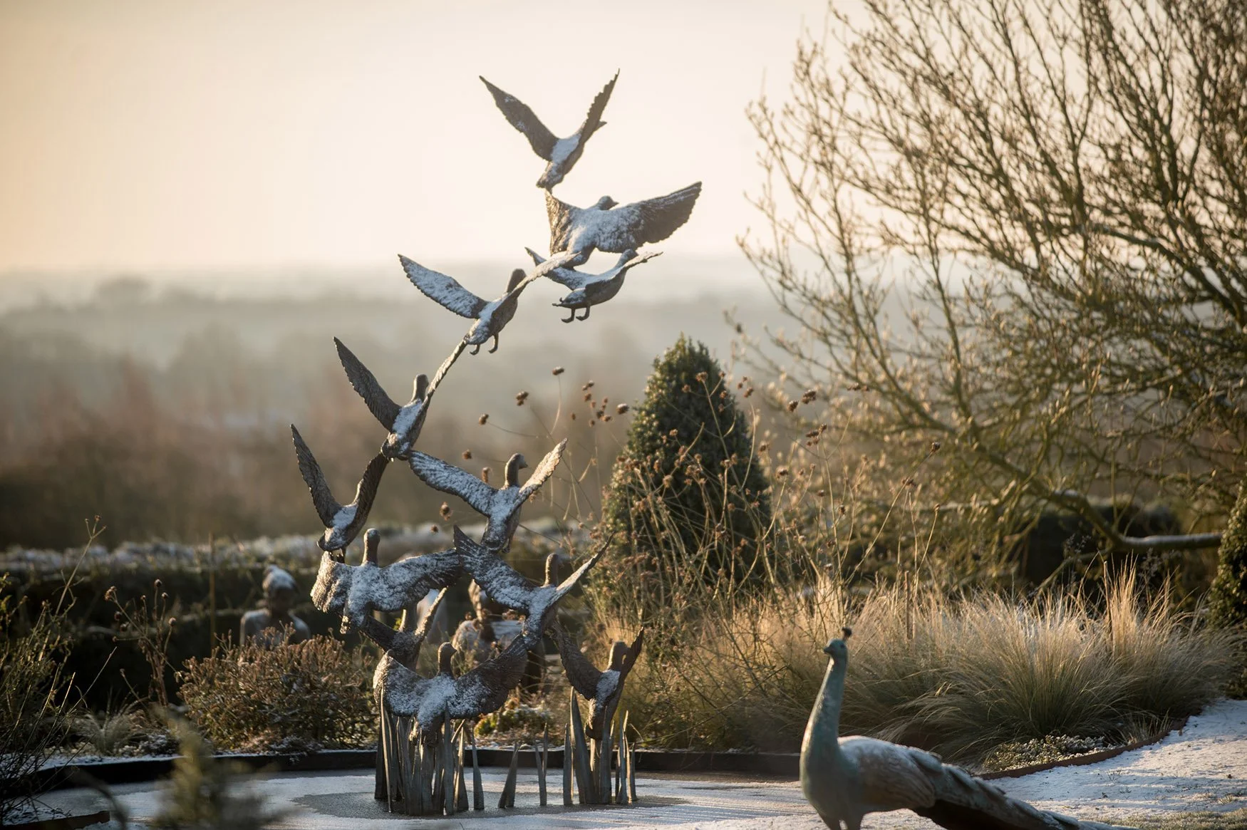 Mallard Ducks Taking Flight - 12 Birds Bronze Sculpture — Le Blanc Fine Art