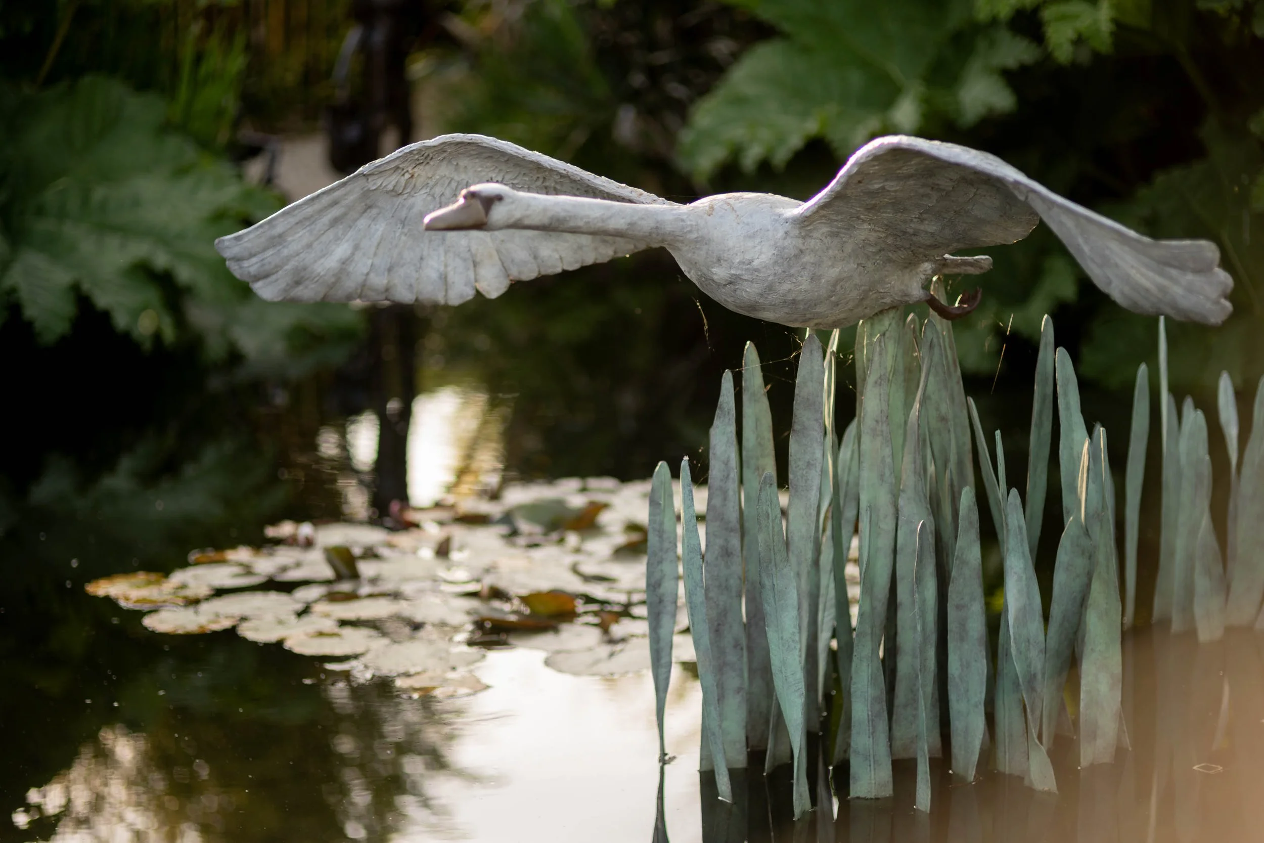 Three Swans in Flight Sculpture by Lloyd Le Blanc