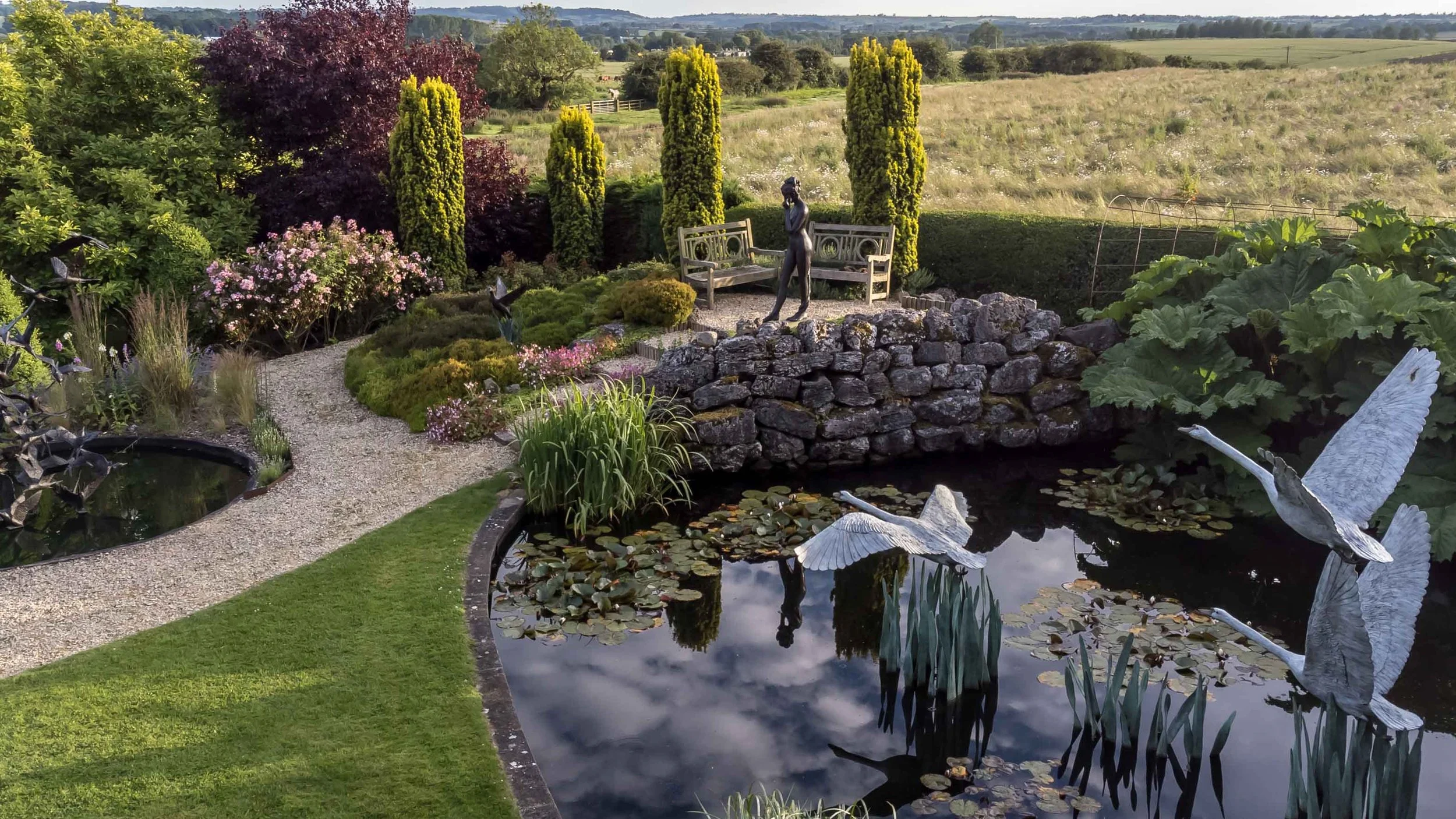 Three Swans in Flight Sculpture by Lloyd Le Blanc