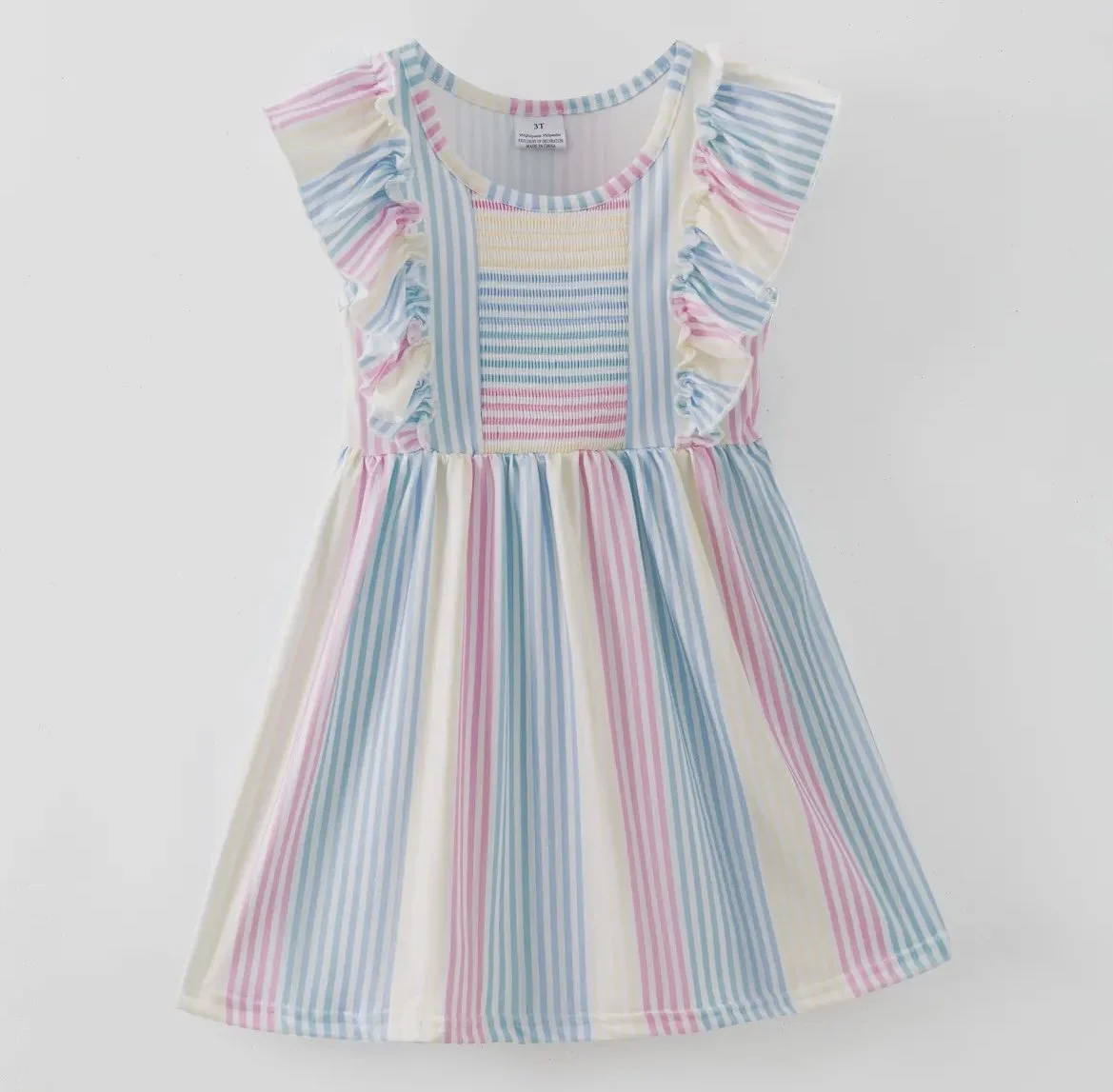 CLASSIC STRIPES RUFFLE GIRLS DRESS