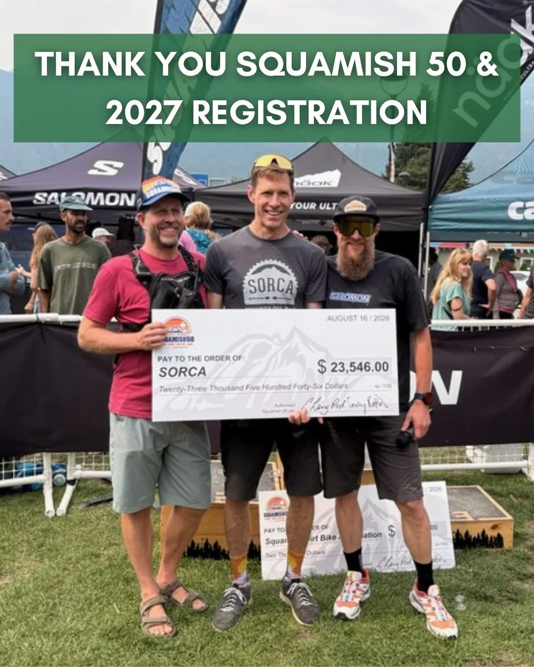 A massive thank you to the organizers, runners, and supporters of the @squamish50 for their incredible generosity to the community's trails. They contributed over $23,000 directly to SORCA, funding the ongoing maintenance and repair of the mountain b