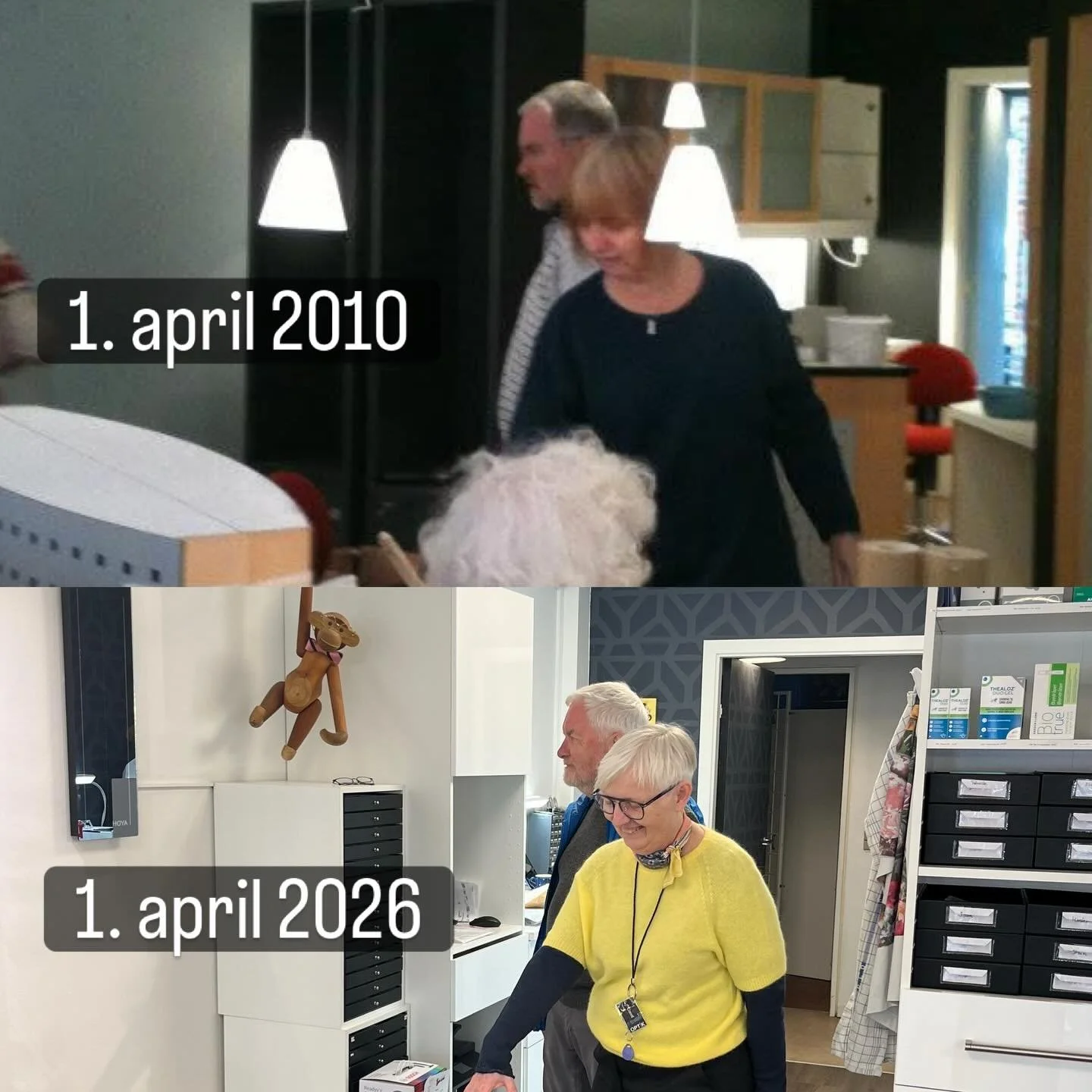 1. april 2010 overtog jeg V&aelig;rl&oslash;se Optik. 

Butikken skulle bl.a. males og g&oslash;res i stand til at &aring;bne efter p&aring;sken.  Jeg fik hj&aelig;lp fra familien og en tidligere (og nuv&aelig;rende) kollega Conni🙏🏻

P&aring; bille
