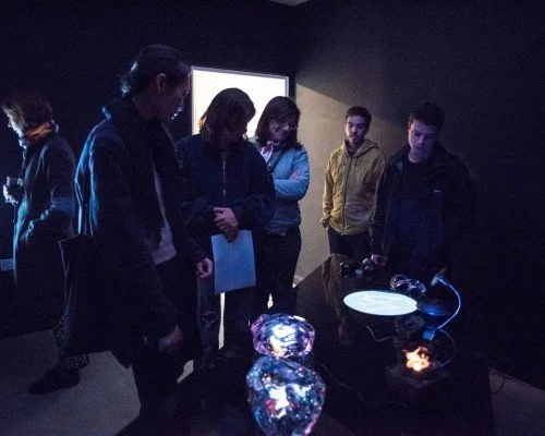 Install shot of 'Working Table IV' showing as part of 'Are We All Addicts Now?' at Furtherfield (2017).  Photo by Pau Ros.