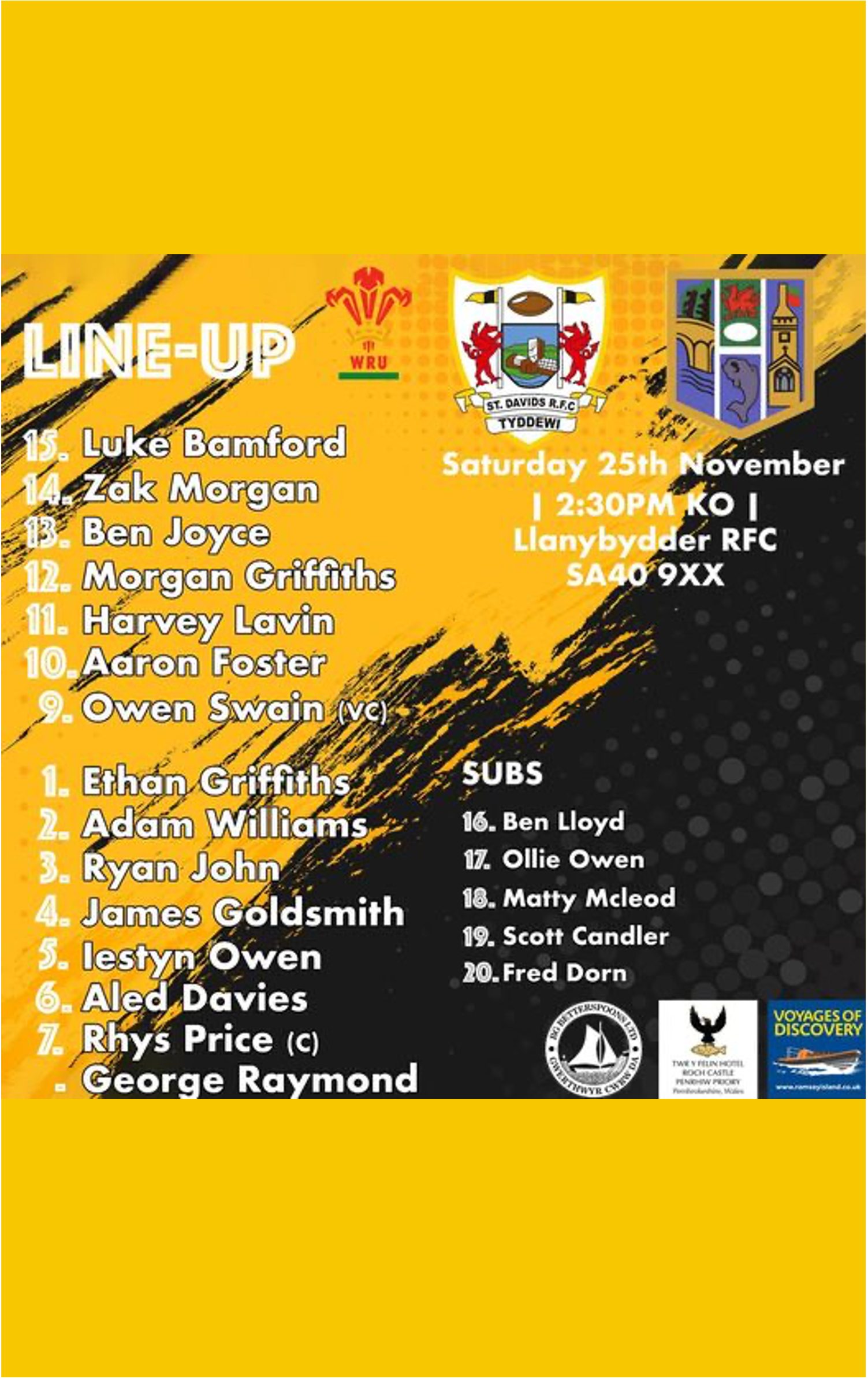 Senior XV vs Llanybydder