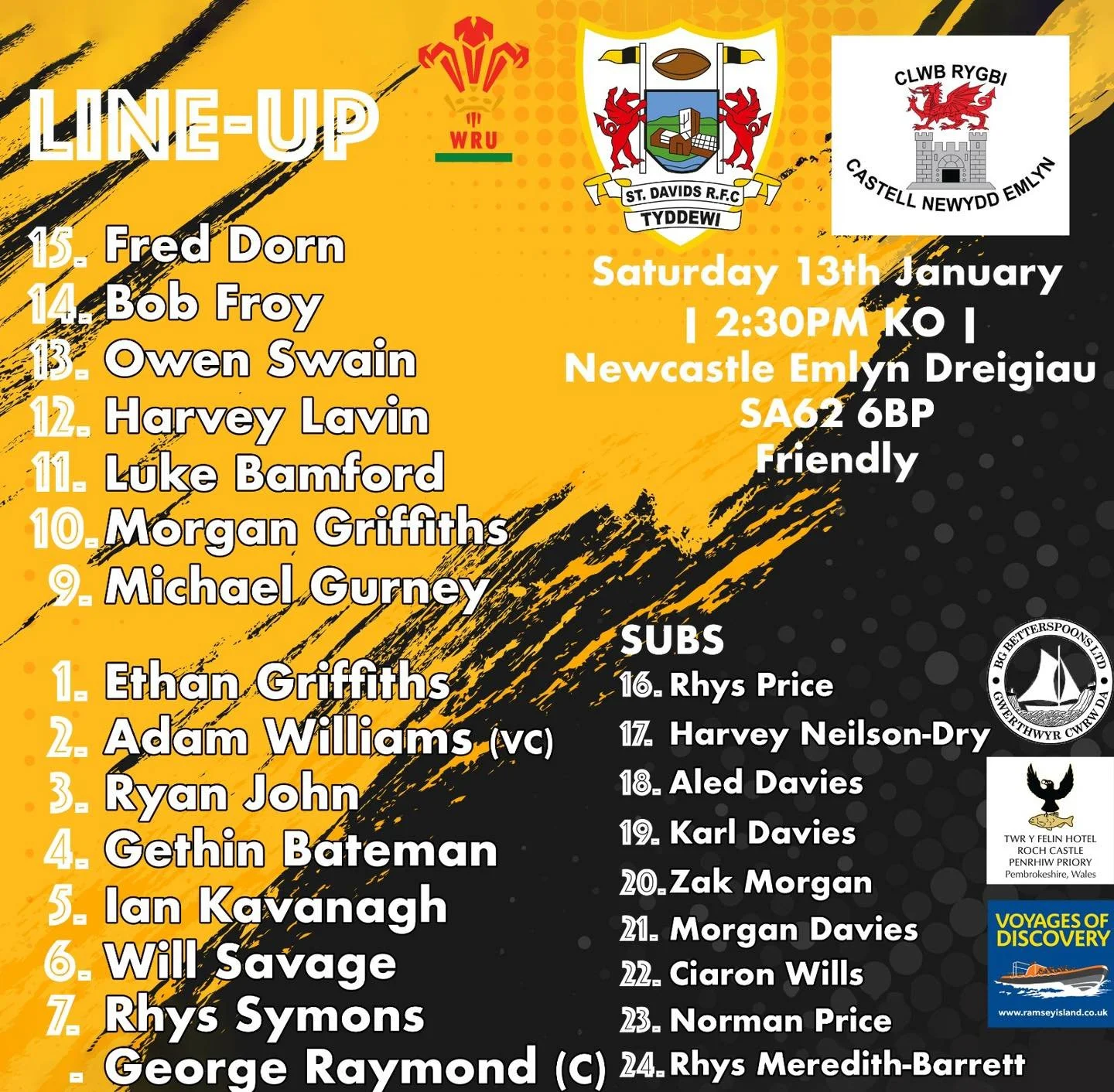 Senior XV vs Newcastle Emlyn 2nds