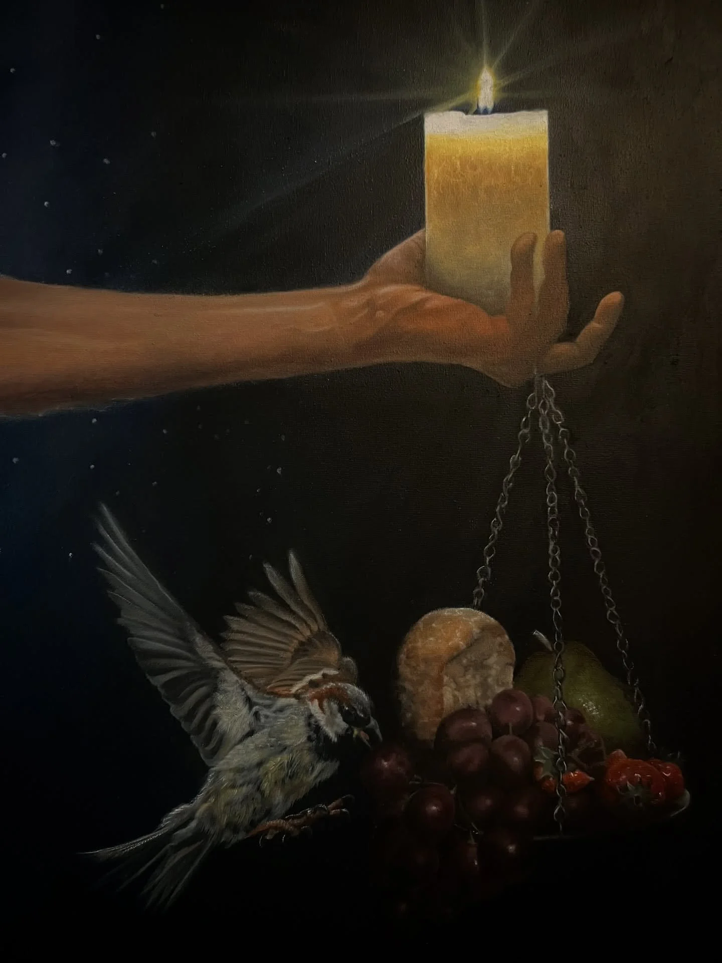 Hold weight of your wish
Burn desire with light
Offer loves sacrifice
A feast on souls flight

Duality of man - detail oil on canvas

-
-
-
-
-
-
-
#vampiresinparis #oilpaintings #oldmasters #arthistory #dualityofman #candlelight #birdinflight #oilon