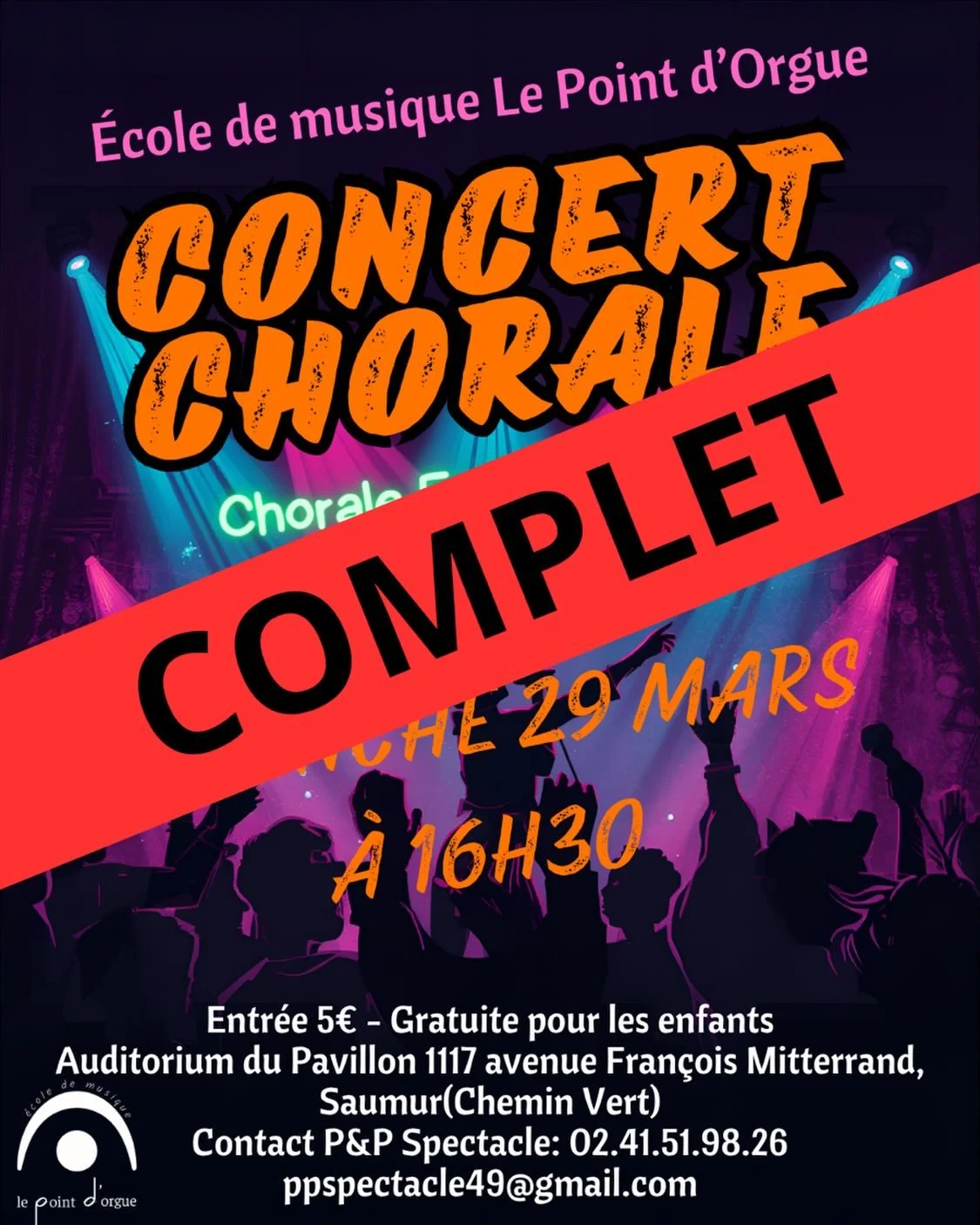 Victime de son succ&egrave;s, le concert des chorales des &eacute;l&egrave;ves  de l&rsquo;&eacute;cole affiche complet.
#lepointdorguesaumur #concert #saumur #ecoledemusiquesaumur