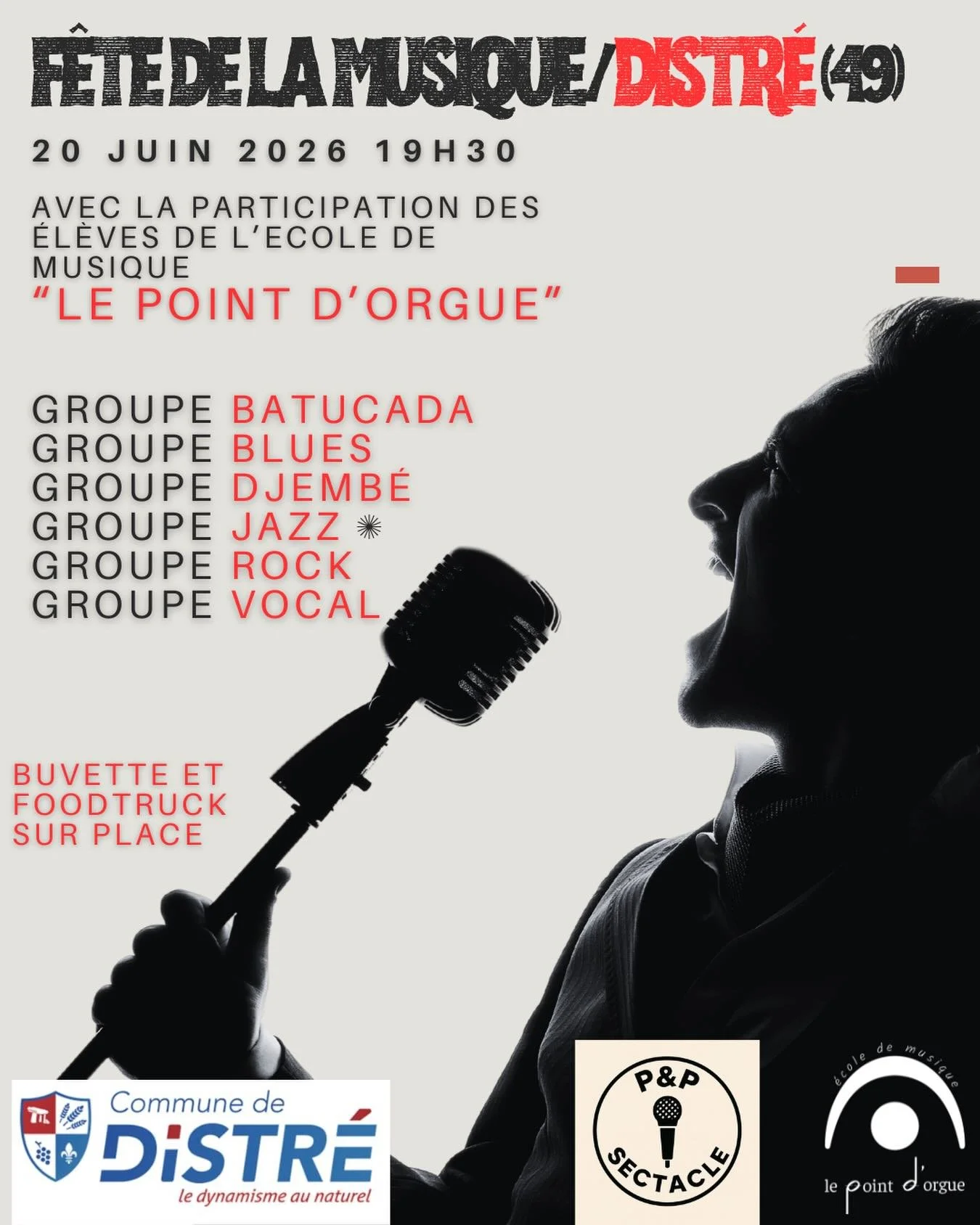 Venez nombreux &eacute;couter les &eacute;l&egrave;ves de l&rsquo;&eacute;cole de musique "Le Point d&rsquo;Orgue" pour la f&ecirc;te de la musique &agrave; Dist&eacute;(49) le 20/06 au stade de l&rsquo;&Eacute;challier.
#lepointdorguesaumu