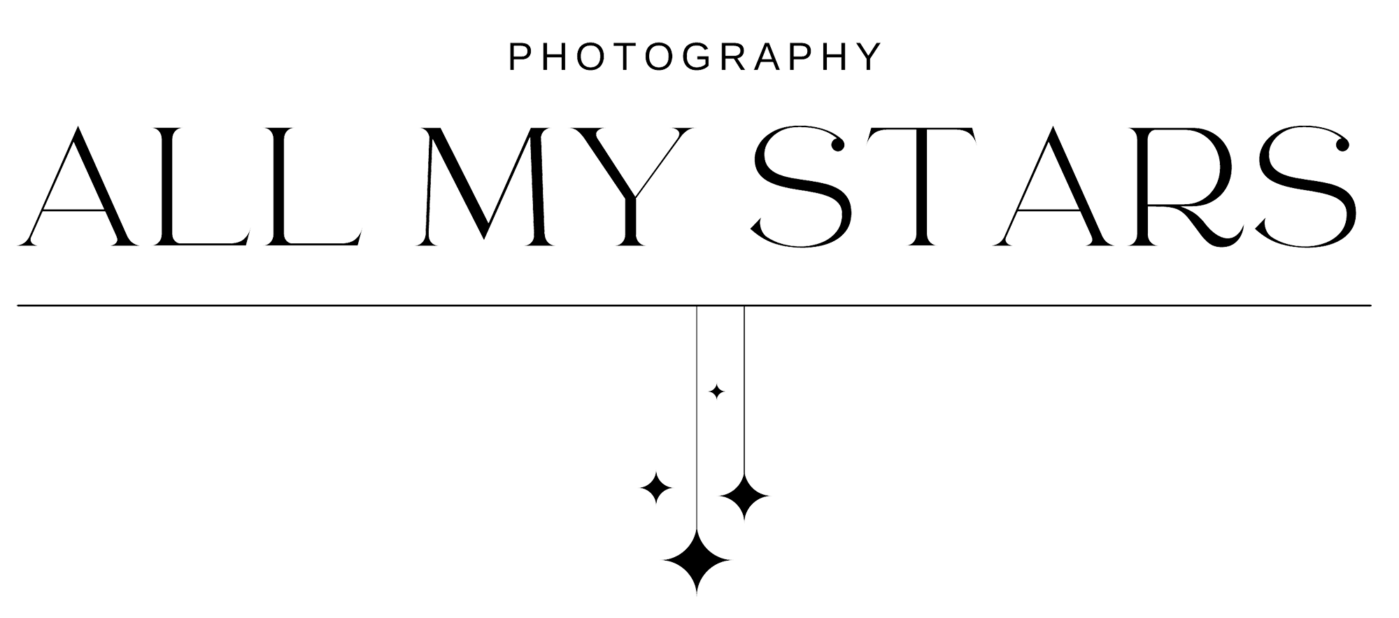 Black and white logo with the text 'Photography All My Stars' and decorative stars below.