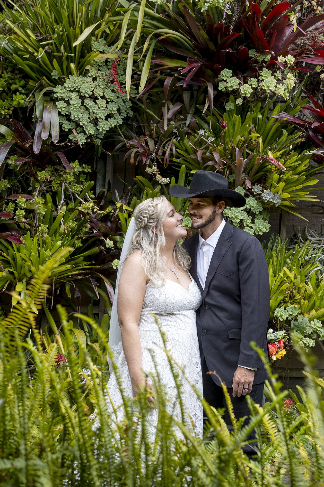 Intimate Morro Bay wedding ceremony at Coalesce Bookstore garden chapel