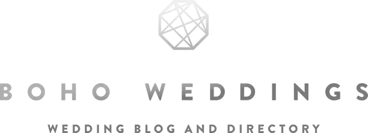 Logo for Boho Weddings, a wedding blog and directory, featuring a geometric design above the text.