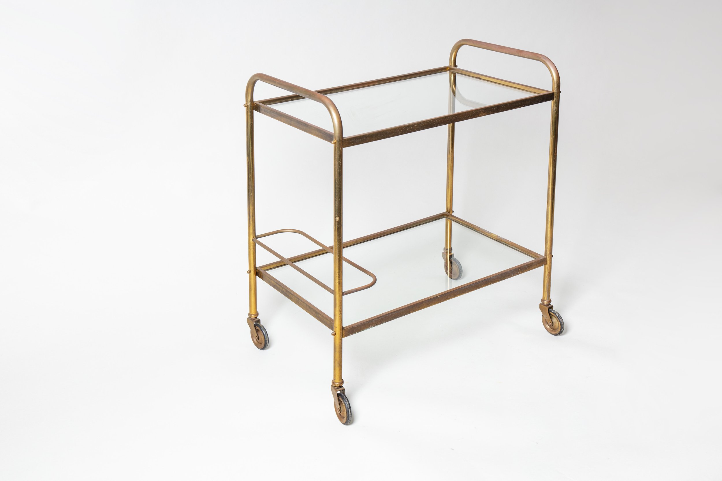 60s copper and glass drinks trolley