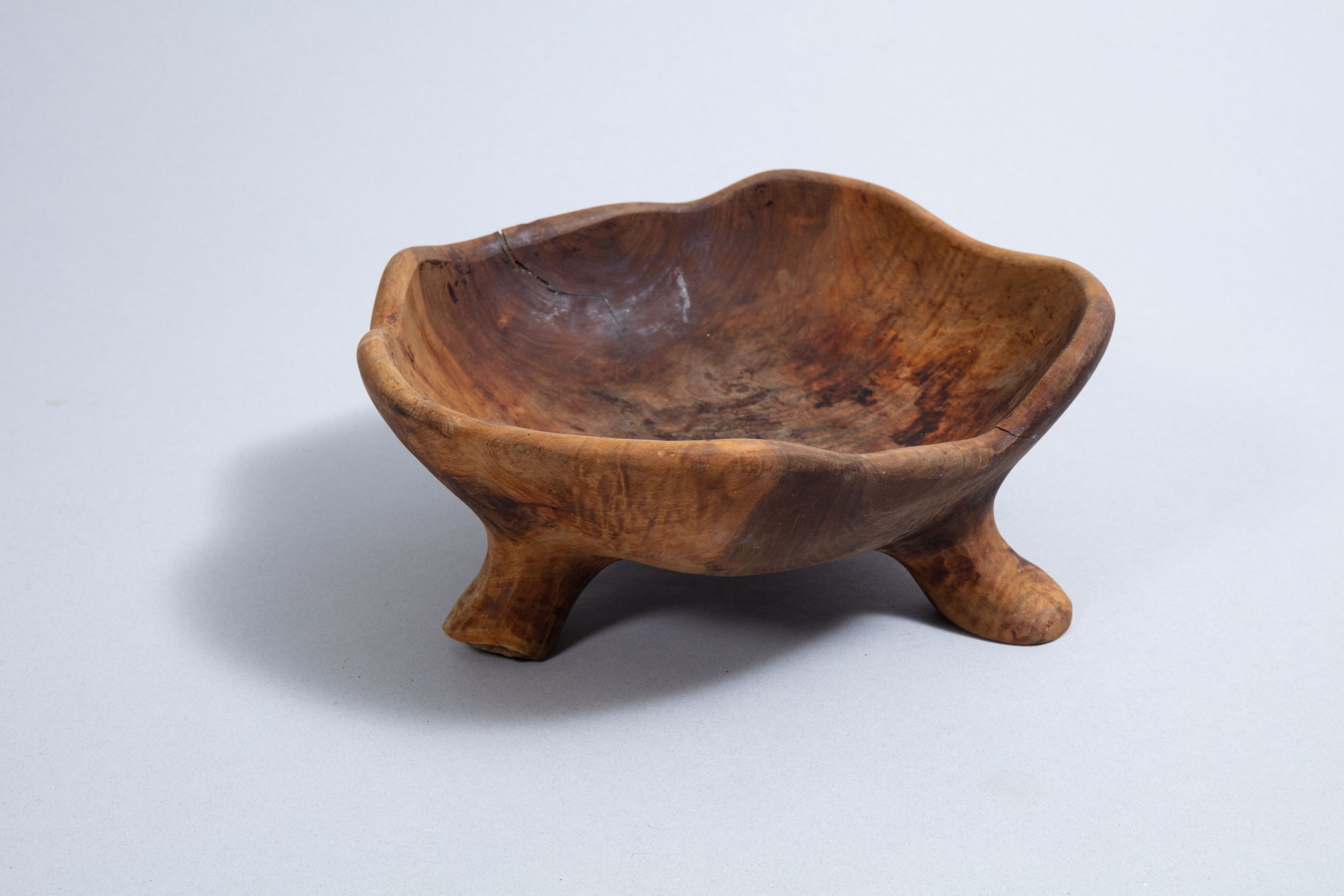 A bowl carved from olive wood
