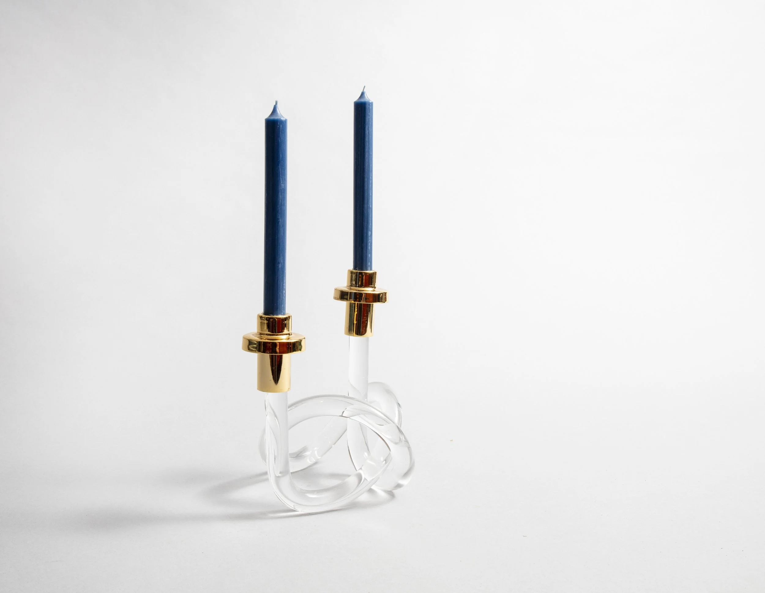 70s Plexiglas & brass candle holder.