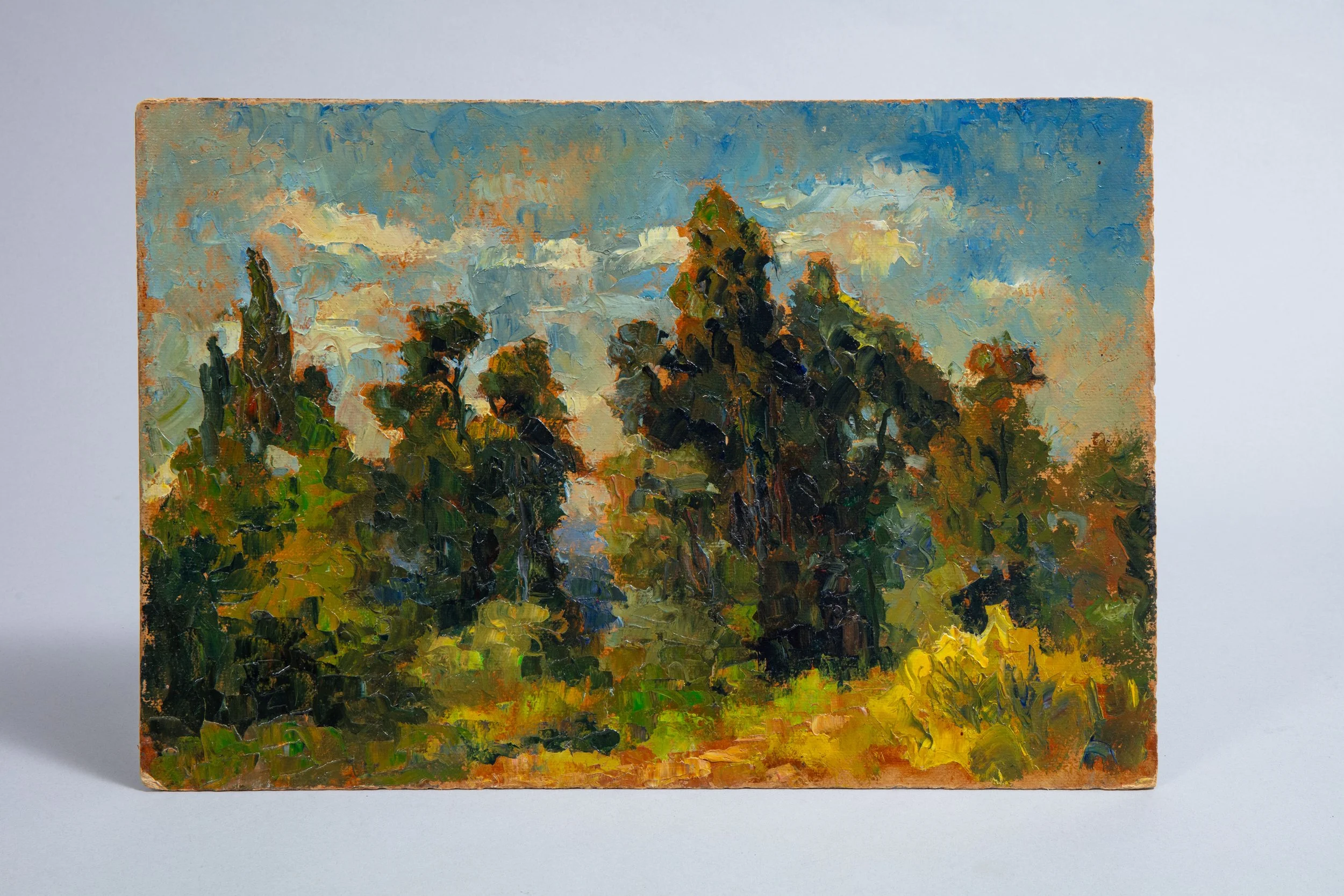 Oil painting on cupboard around 1900