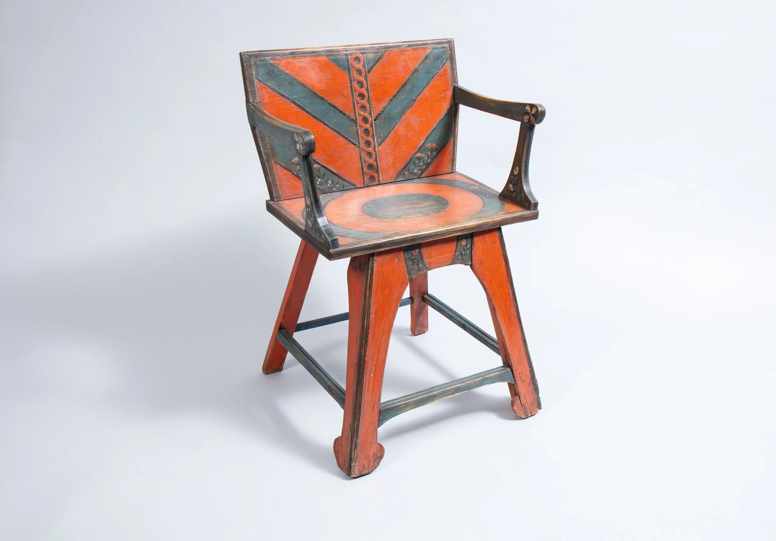 1940s pine chair with recent art work