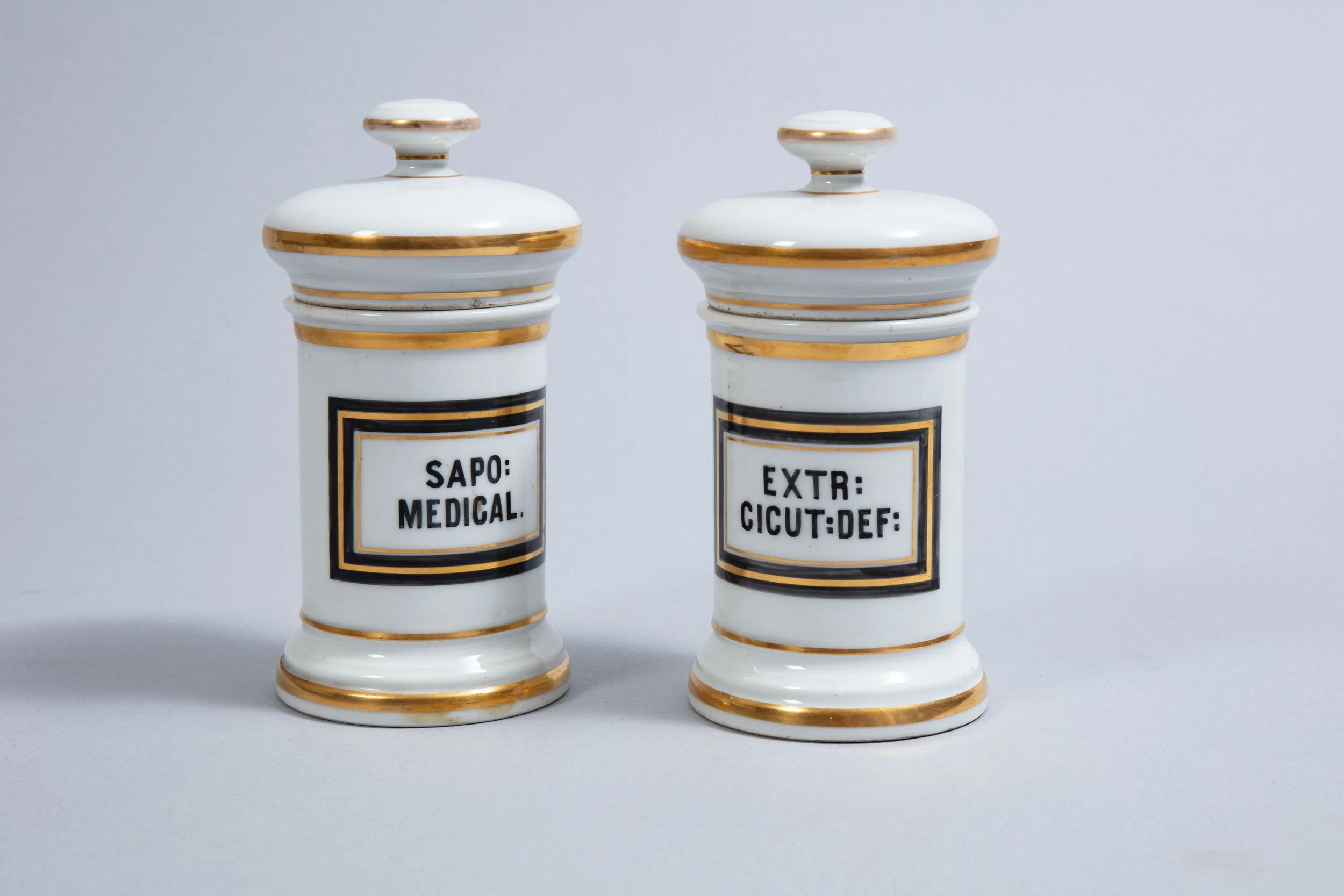 Pair of old medicine jars
