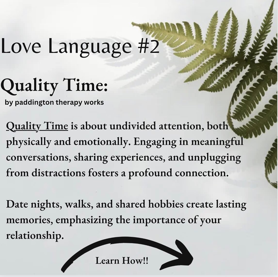 2. Quality Time: Quality Time is about undivided attention, both physically and emotionally. Engaging in meaningful conversations, sharing experiences, and unplugging from distractions fosters a profound connection. Date nights, walks, and shared hob