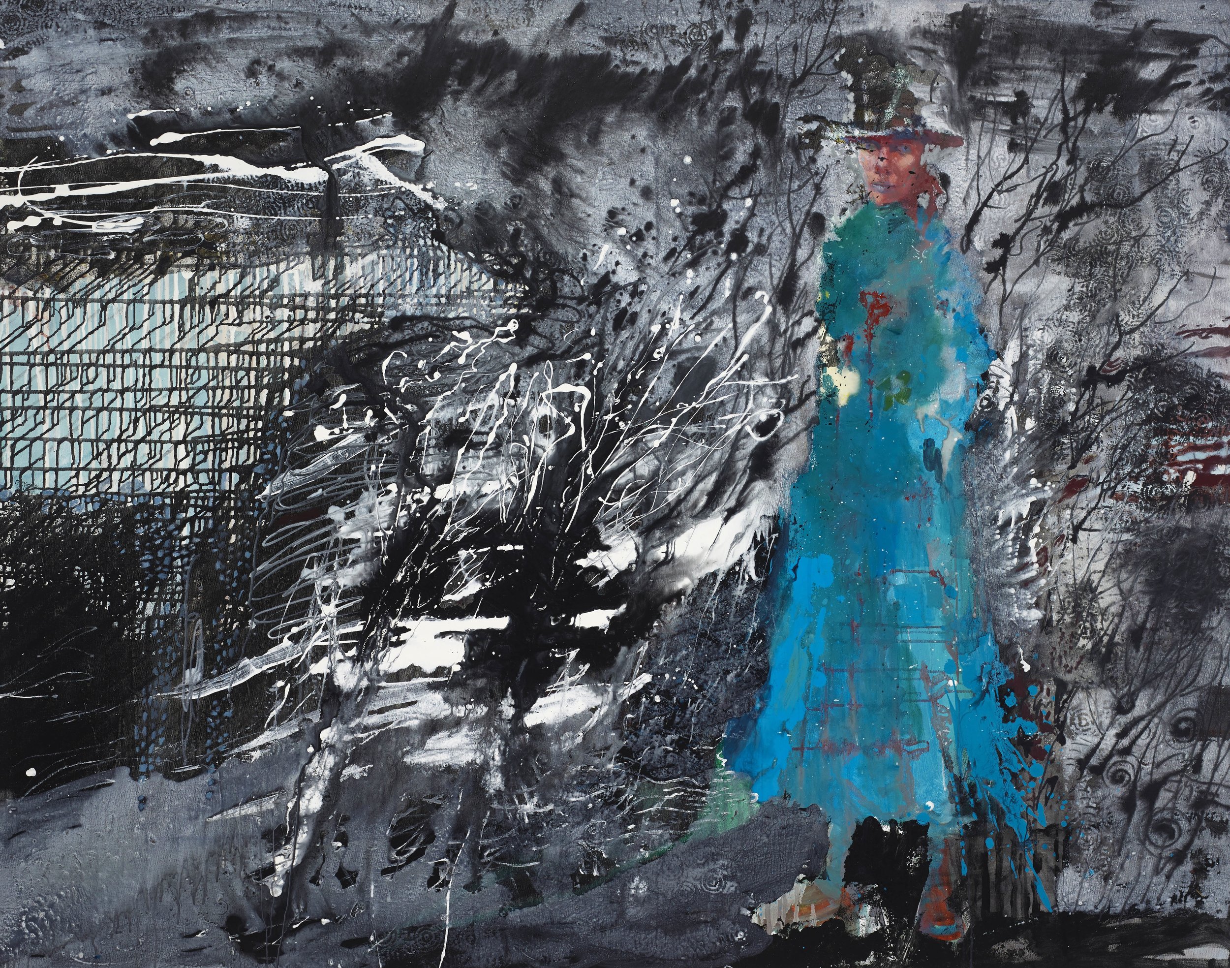 tophat blue coat hill walking figure oil canvas 127x157.jpg