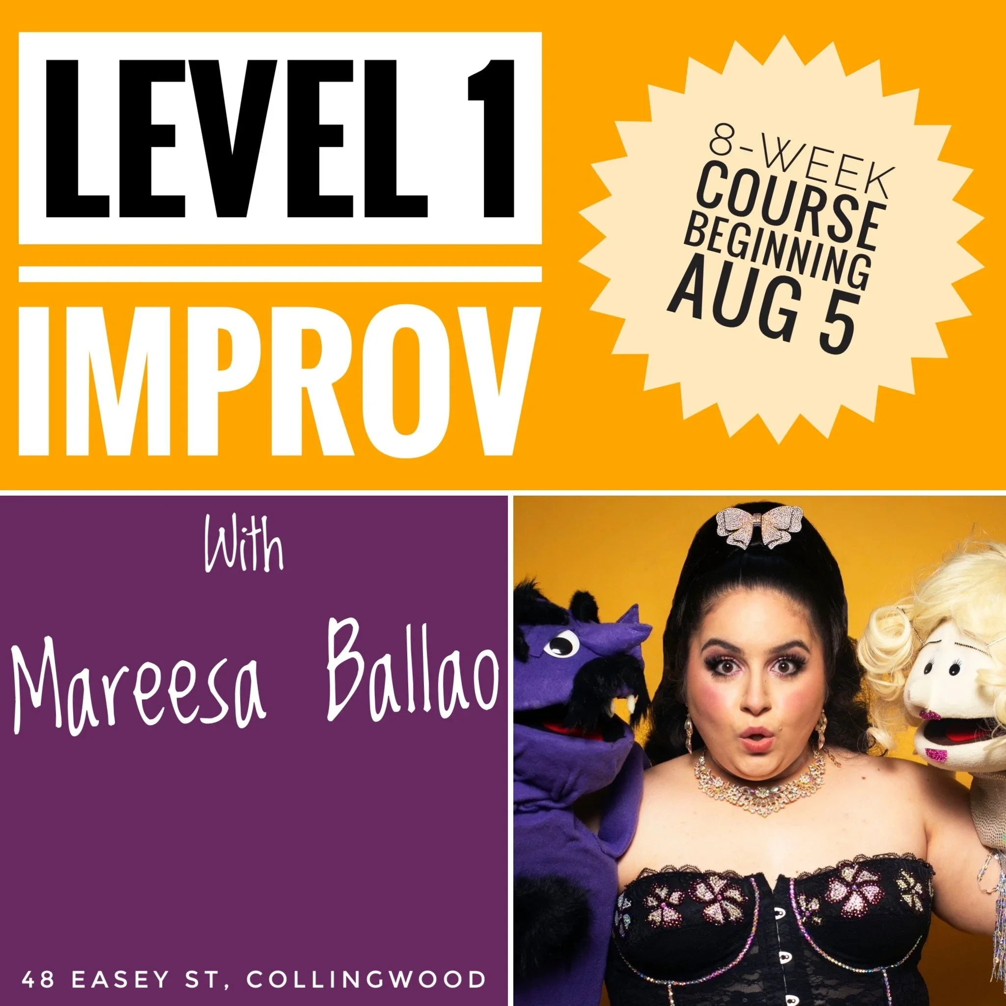 Level 1 Beginner Improv Class with Mareesa Ballao at The Improv Pit in Collingwood