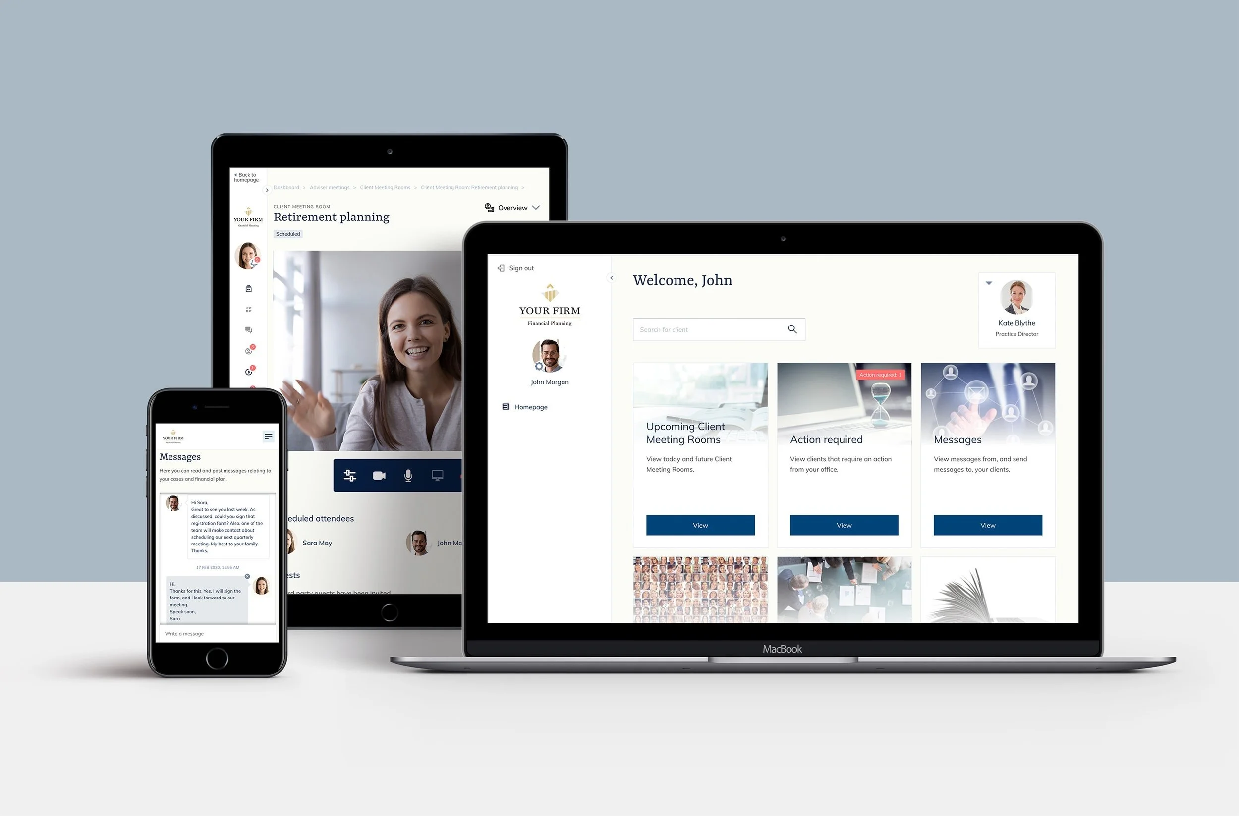 Fintech DWS application shown on various devices