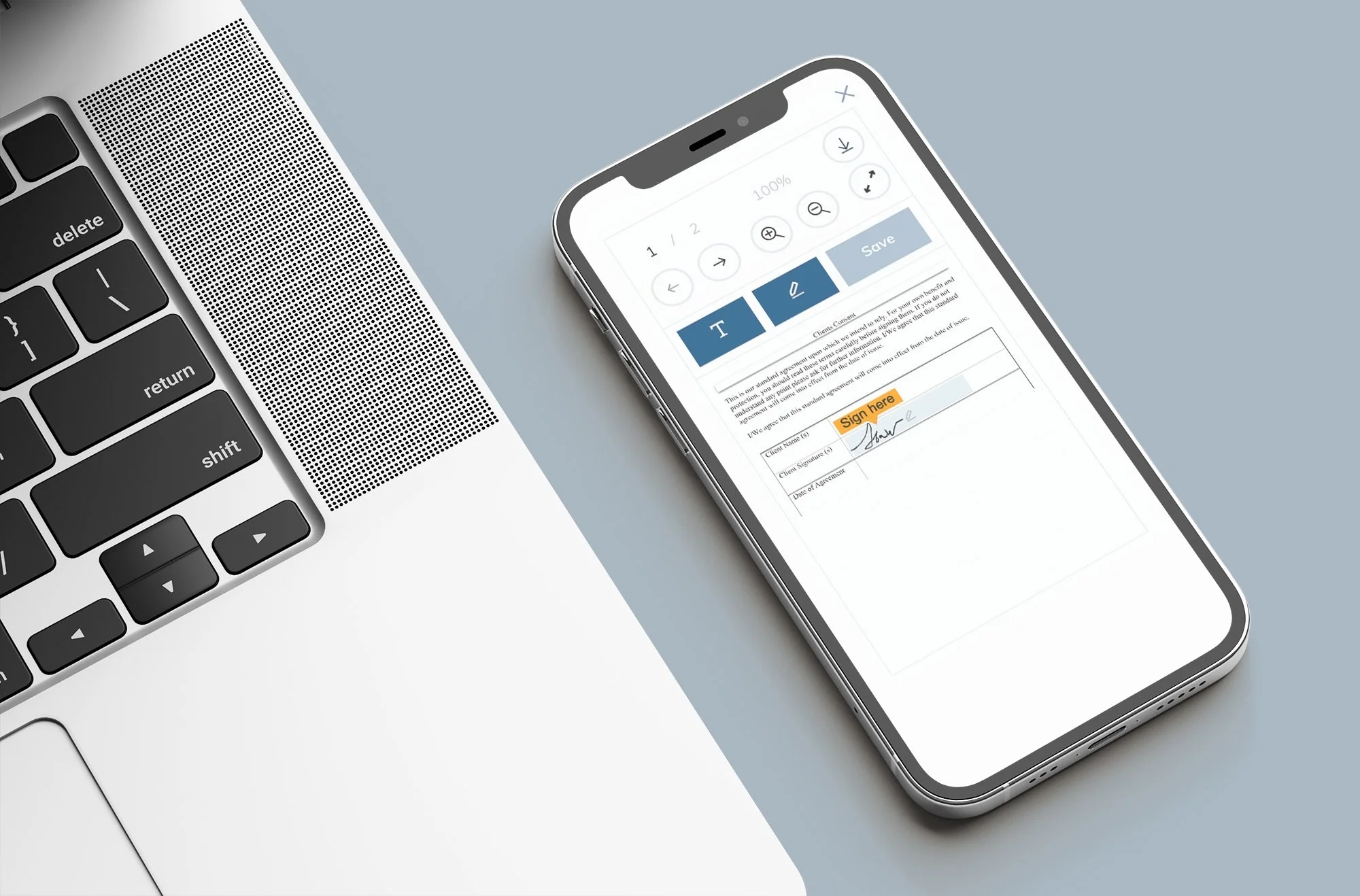Electronic signature for professional correspondence between client and financial adviser