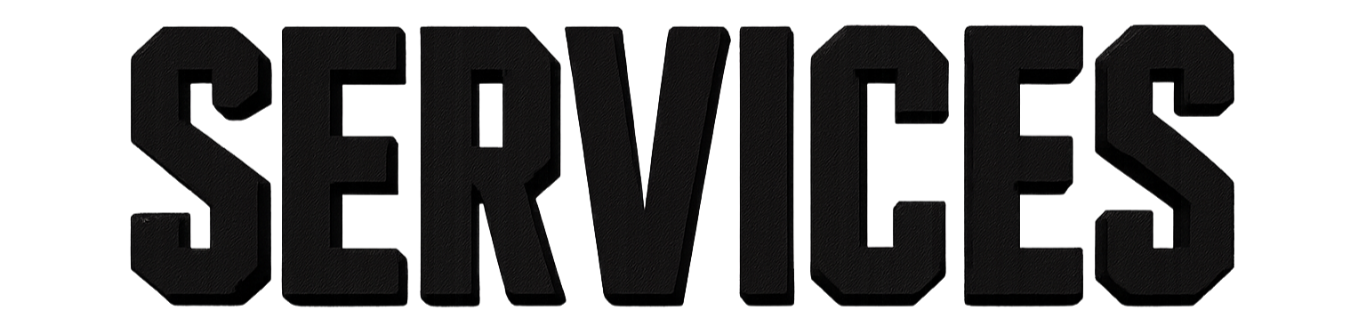 Black three-dimensional letters spelling 'SERVICES' on a white background.