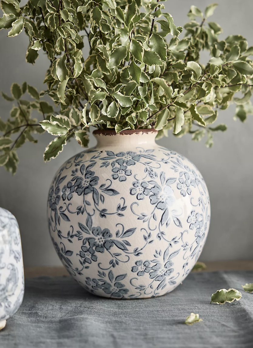 Floral Print Ceramic Vase