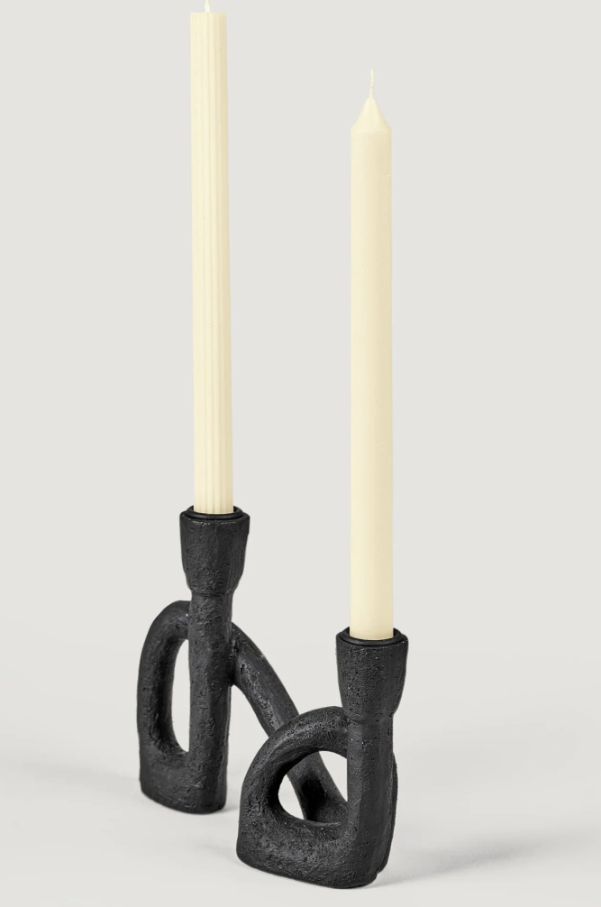 Black Resin Double Taper Candle Holder