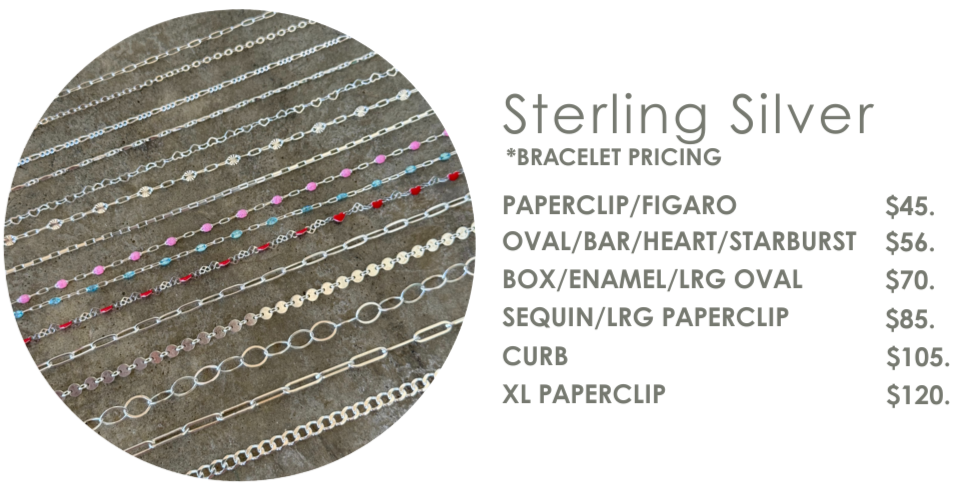 Permanent Jewelry Austin-largest chain and charm selection. Spare Finery/Lisa Crowder Studio